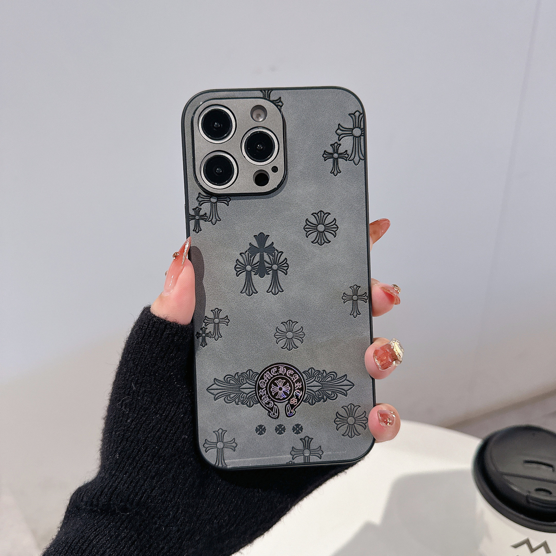 CH Small Plush Leather iPhone Case