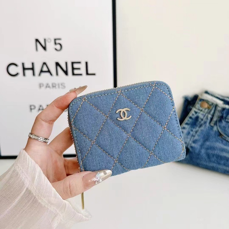 Trendy Denim Coin Purse with Zipper