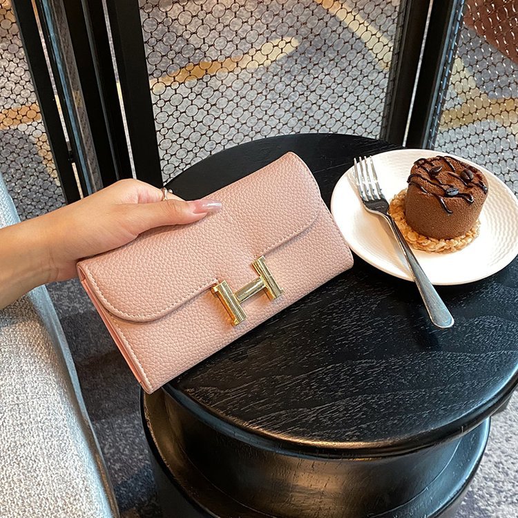 Hermès luxurious Leather Flap Long Wallet-BELKCASE