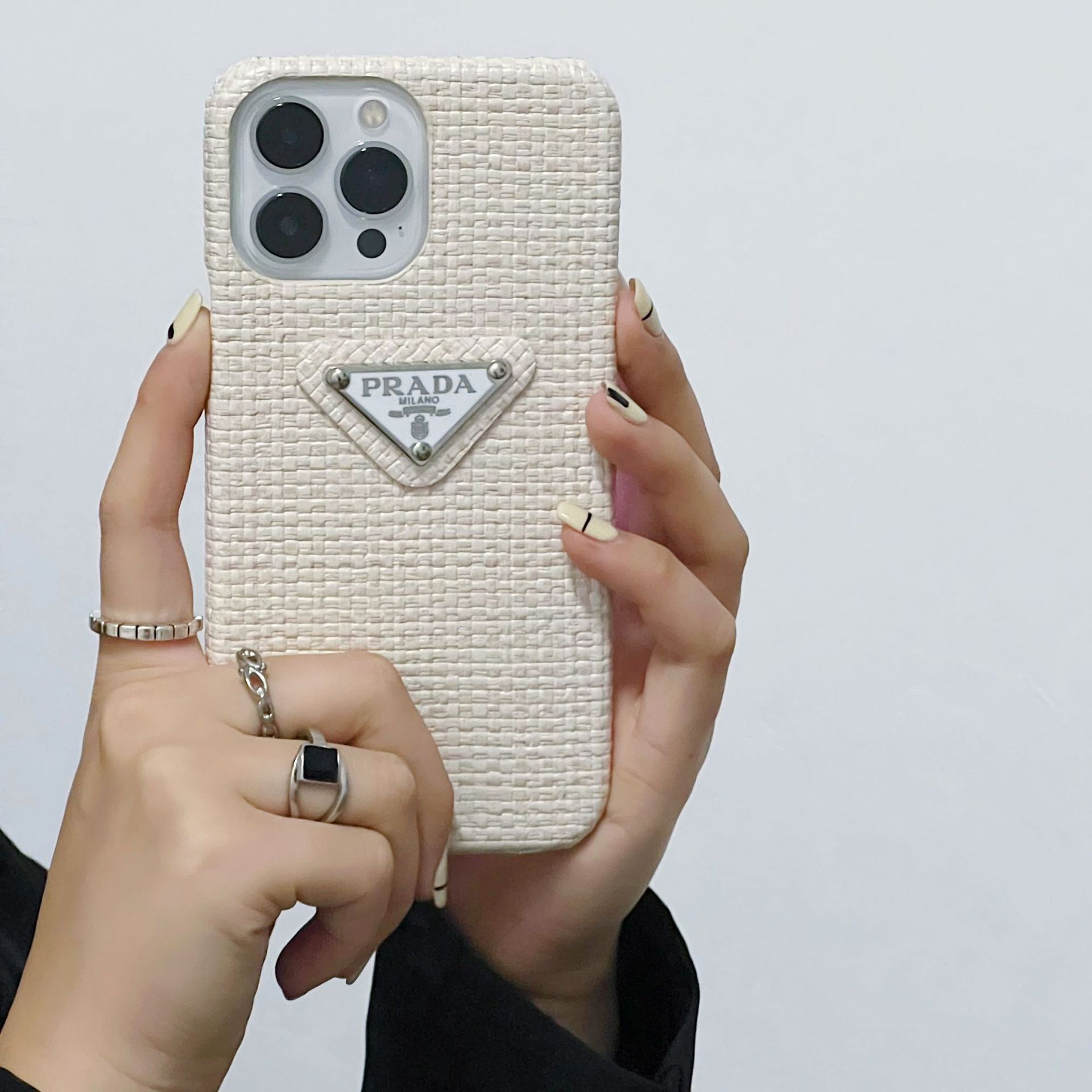 Woven Metal Triangle Label PR iPhone Case