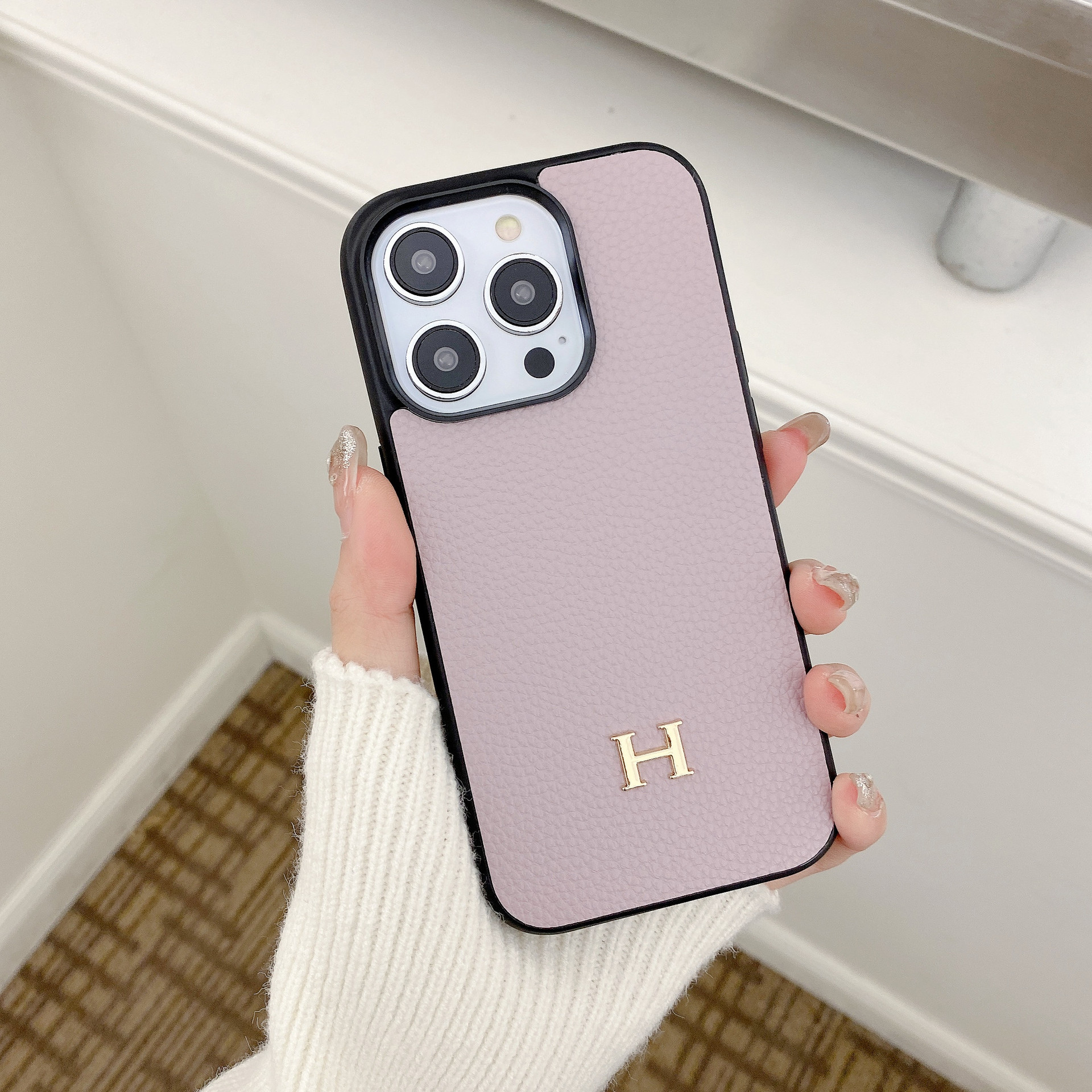 Leather H iPhone  Case-Litchi Pattern