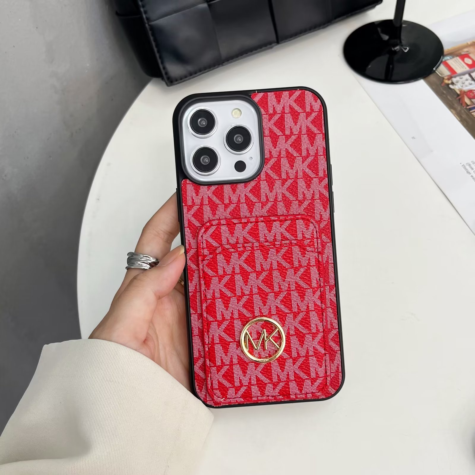 Leather MK iPhone Wallet Case