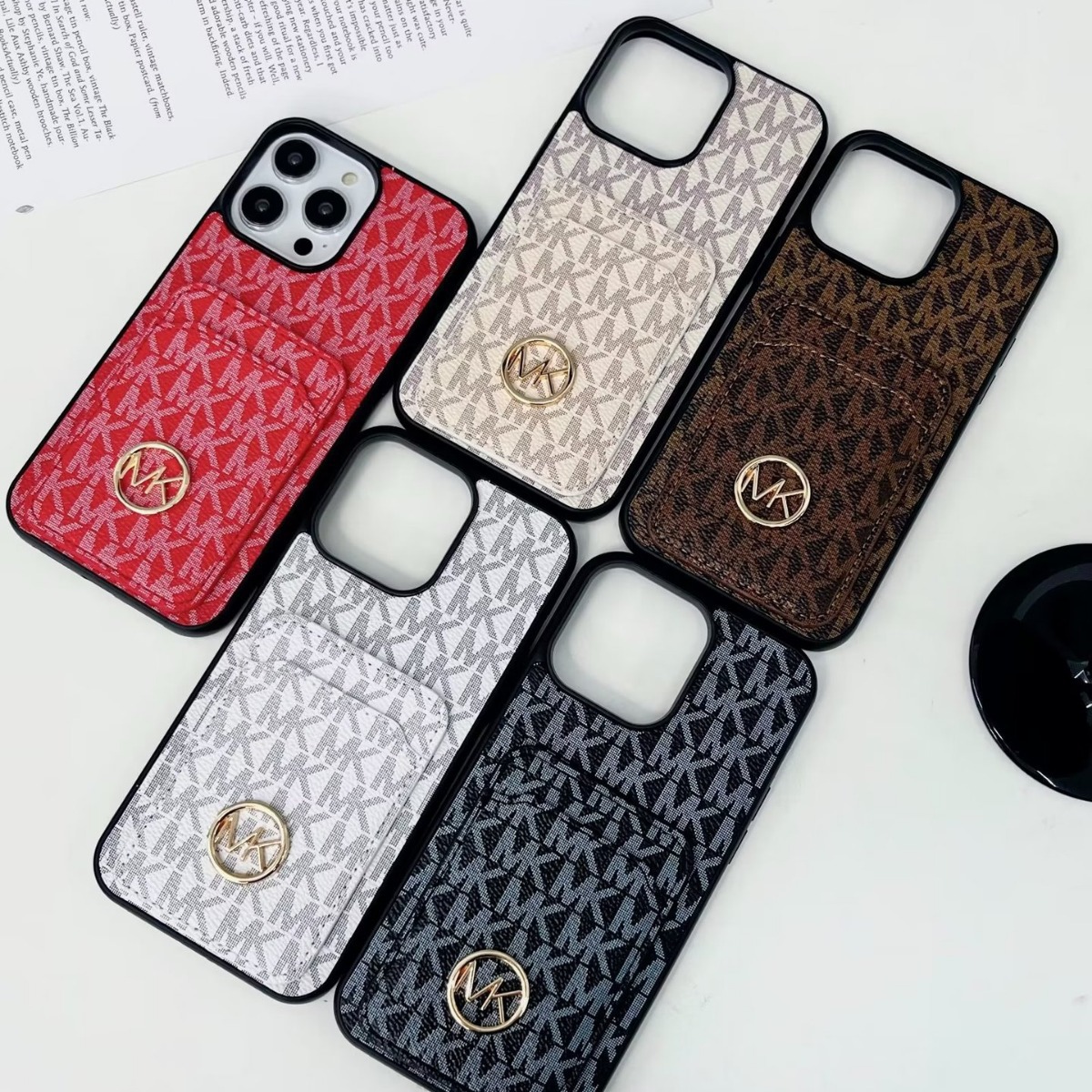 Leather MK iPhone Wallet Case