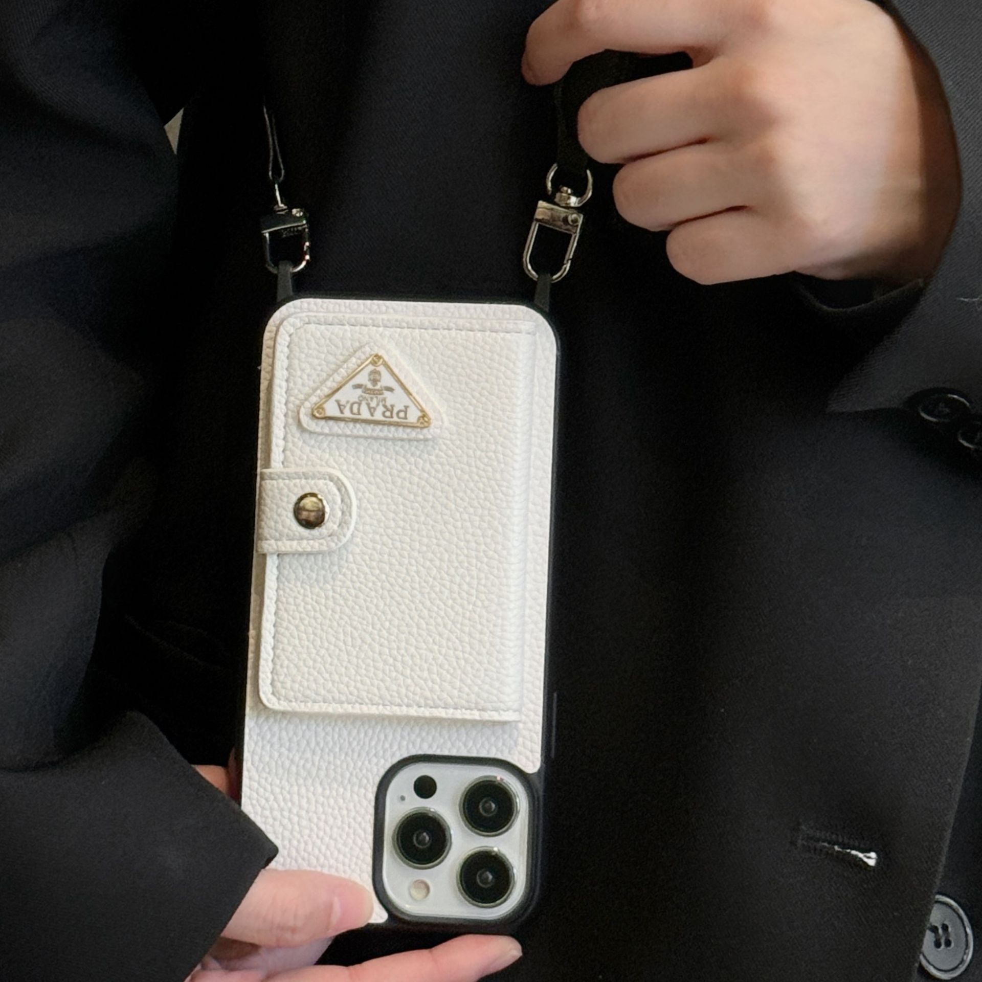 Leather iPhone Wallet Case With Crossbody Strap 