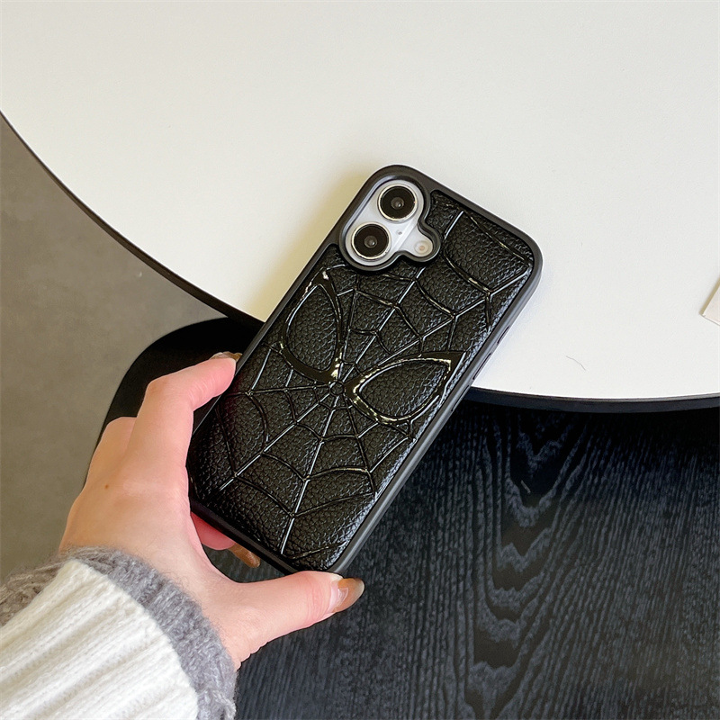 Spider basketball textured-leather iPhone Case