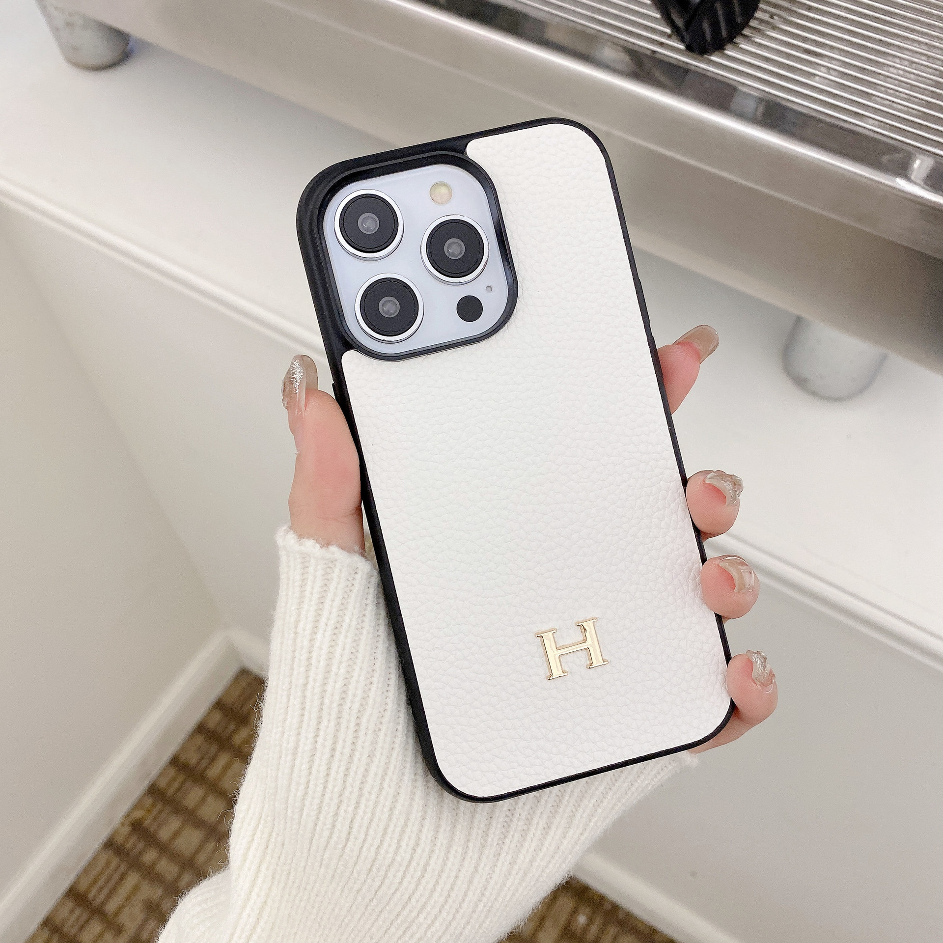 Leather H iPhone  Case-Litchi Pattern