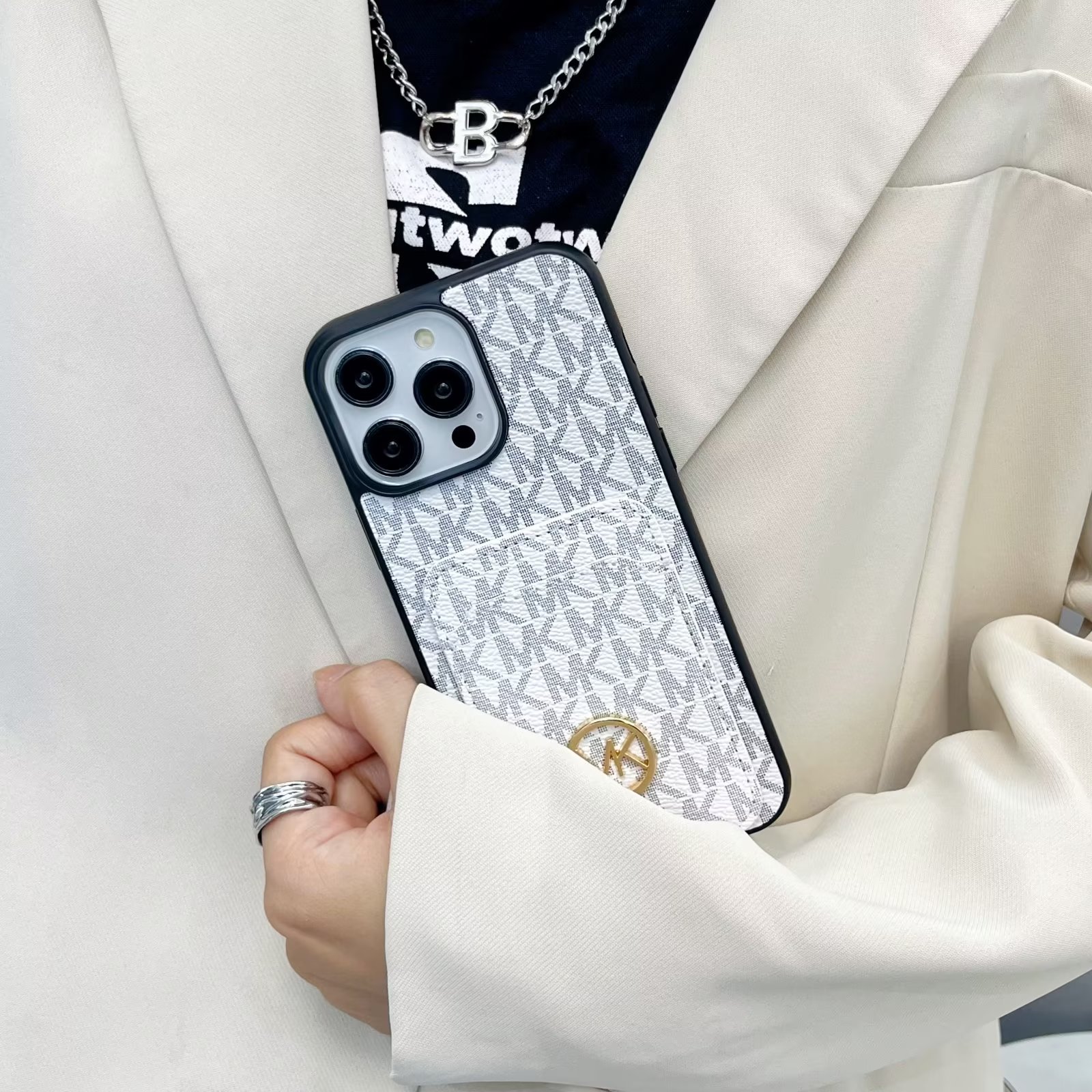 Leather MK iPhone Wallet Case