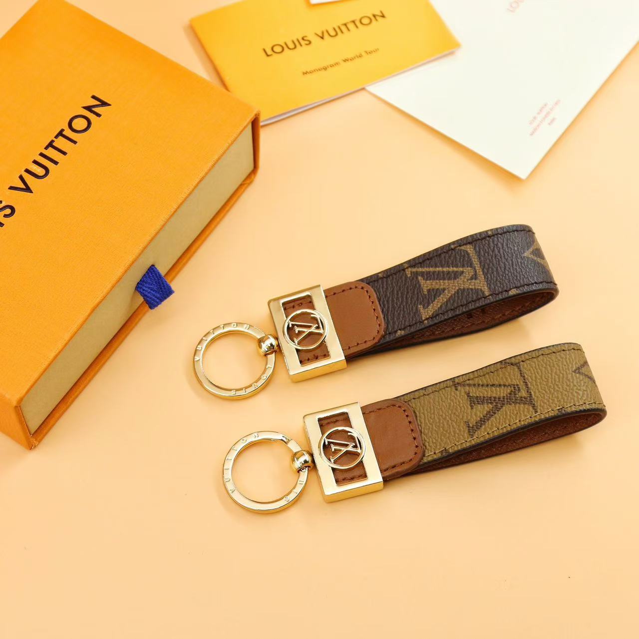 Leather letter keychain