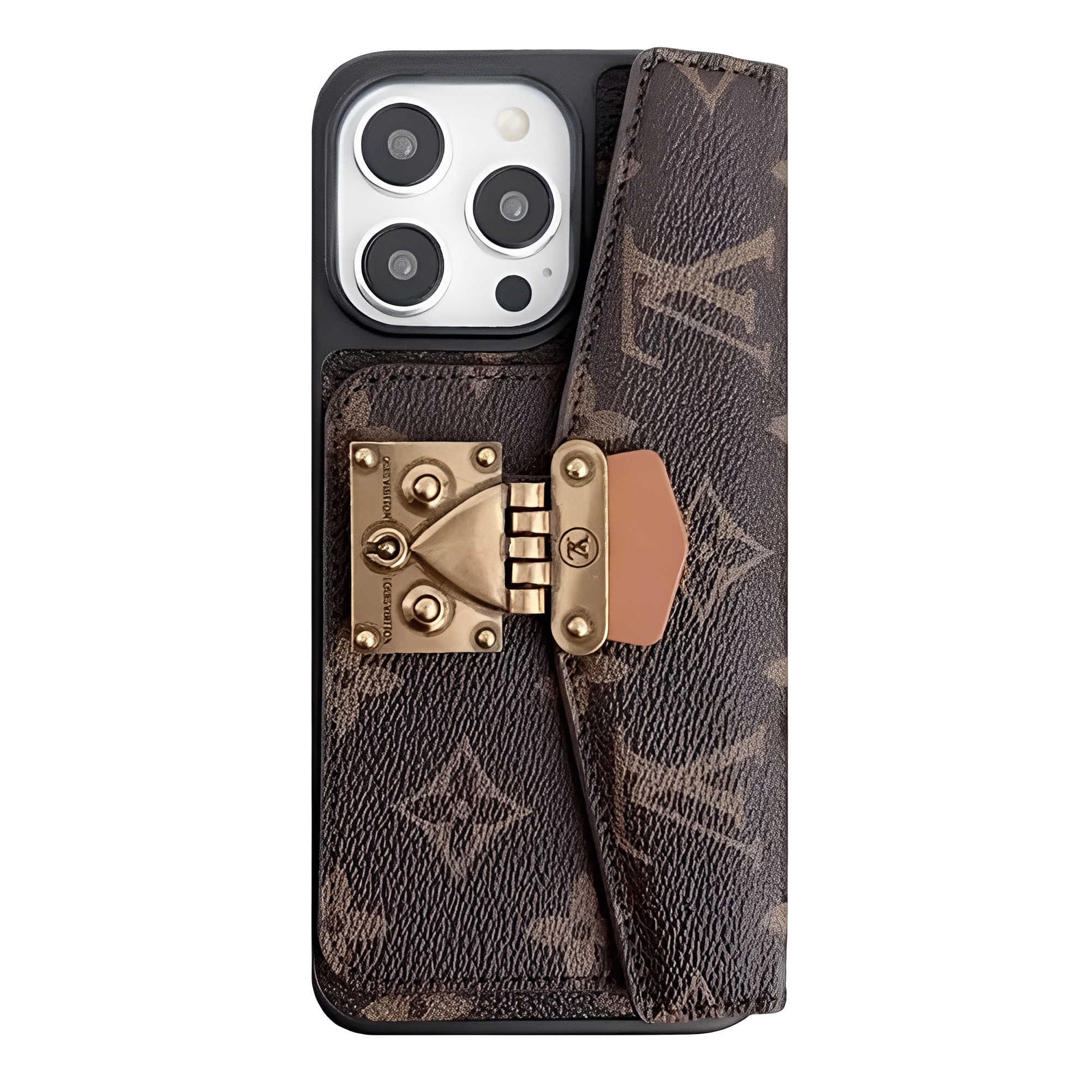 Louis Vuitton Monogram Leather iPhone Wallet Cases Magnetic Flip Cover