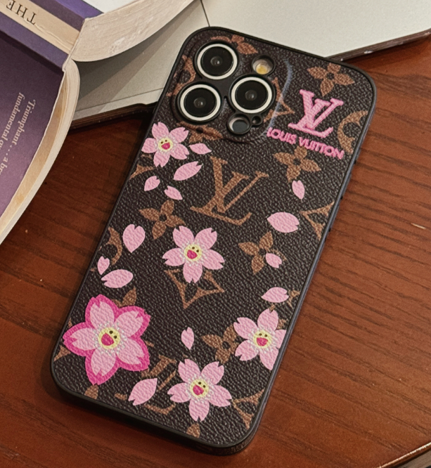 Louis Vuitton Cherry blossoms Leather iPhone Case