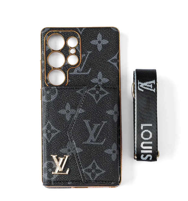 Louis Vuitton Luxury Leather Samsung Wallet Case With crossbody strap