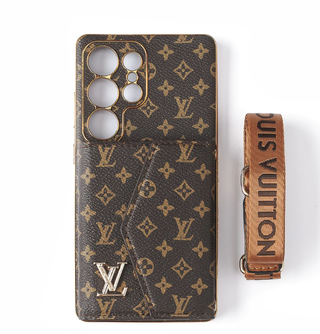Louis Vuitton Luxury Leather Samsung Wallet Case With crossbody strap