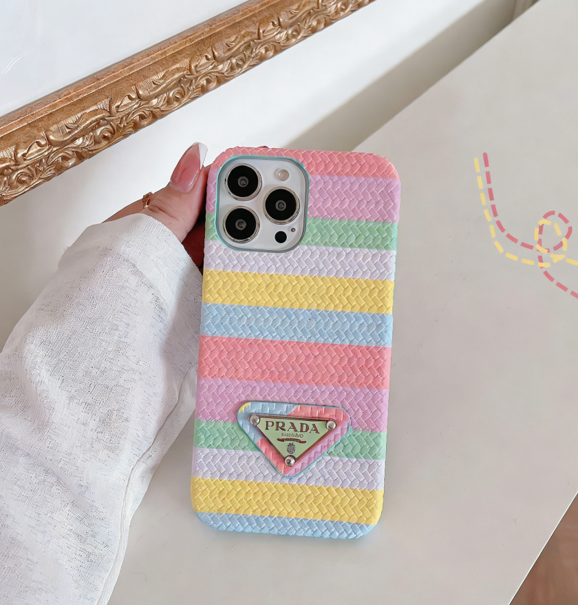 Prada Rainbow Woven Leather iPhone Case