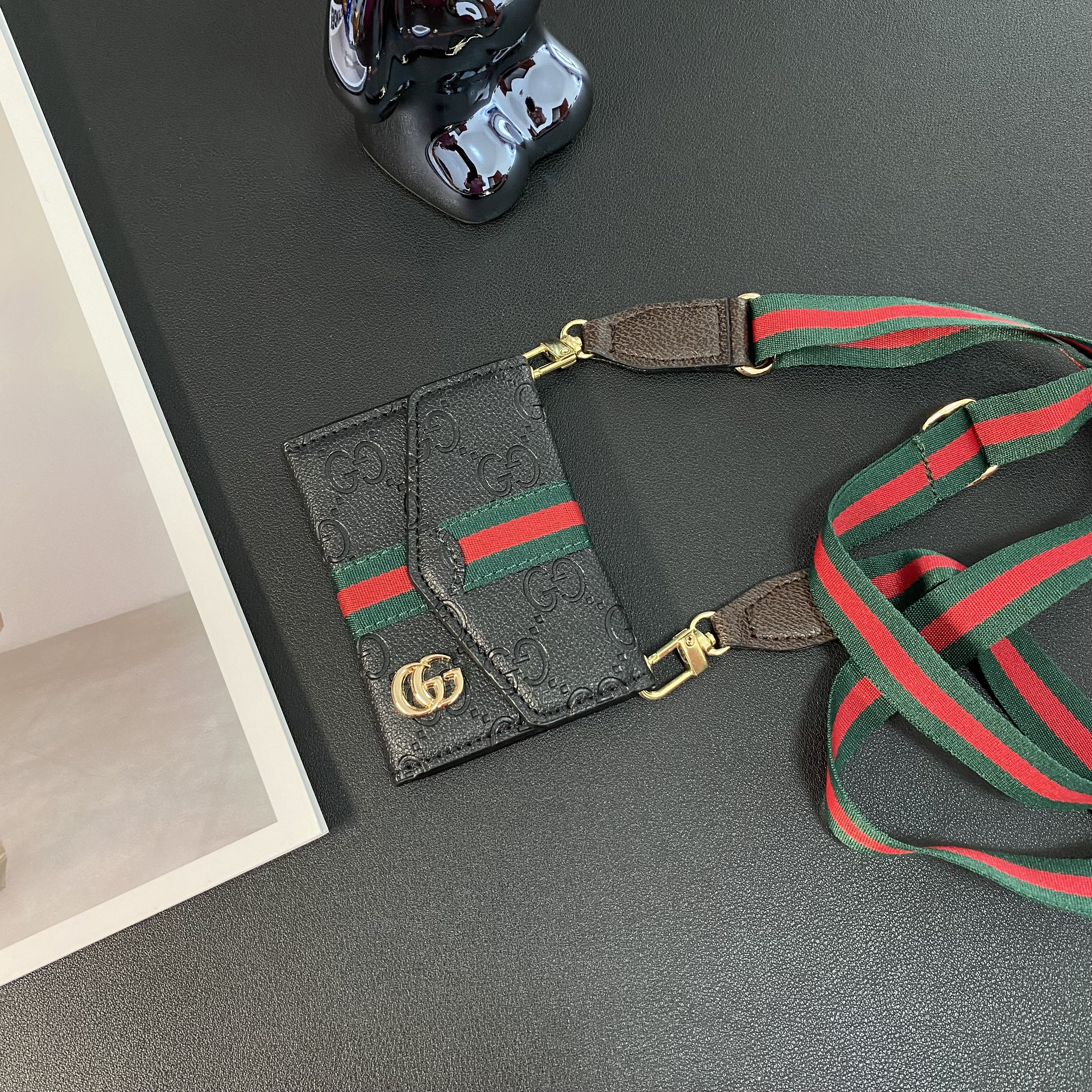 Luxury Leather  Zipper Wallet Card Holder & Coin Purse With  Crossbody Strap