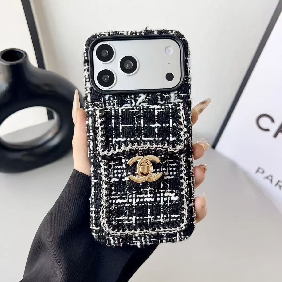 Chanel Embroidered Luxury Soft iPhone Wallet Case