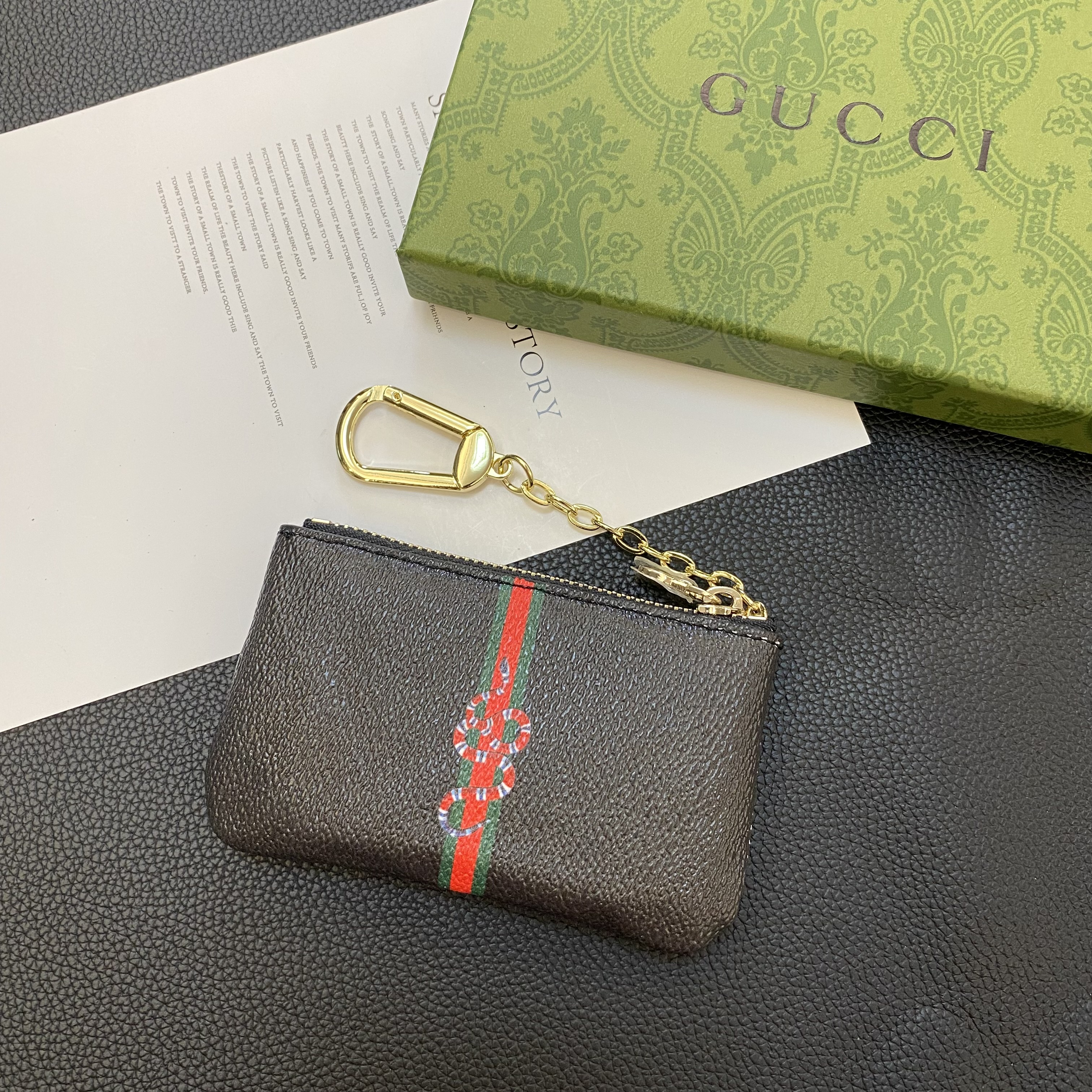 Luxury Leather Coin Purse with Zipper & Keychain