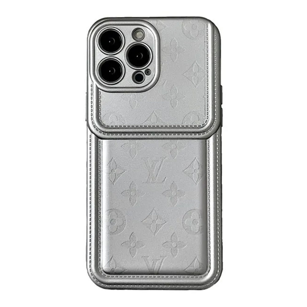 Monogram Silver Leather iPhone Case