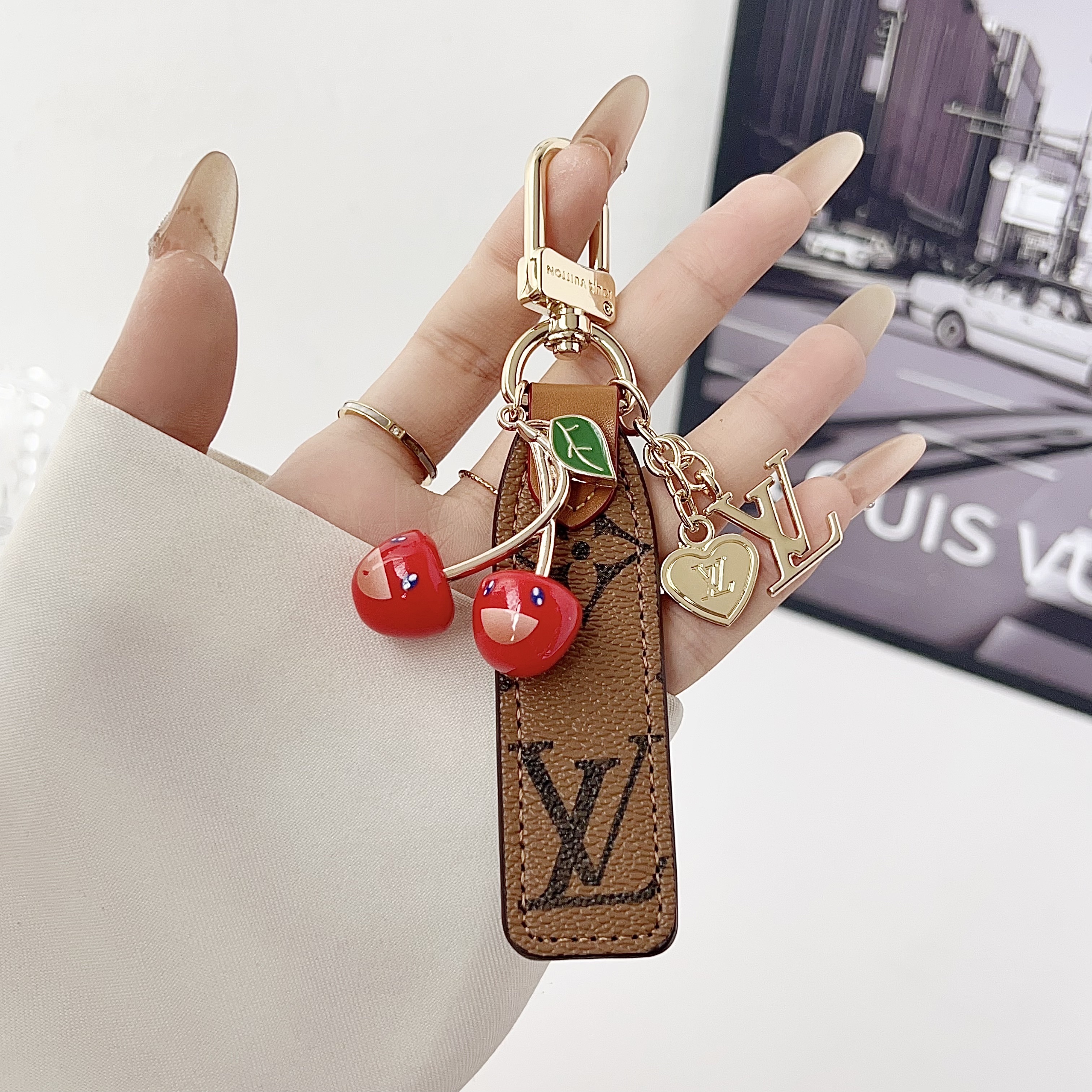 Louis Vuitton Luxury Cherry Pendant Keychain