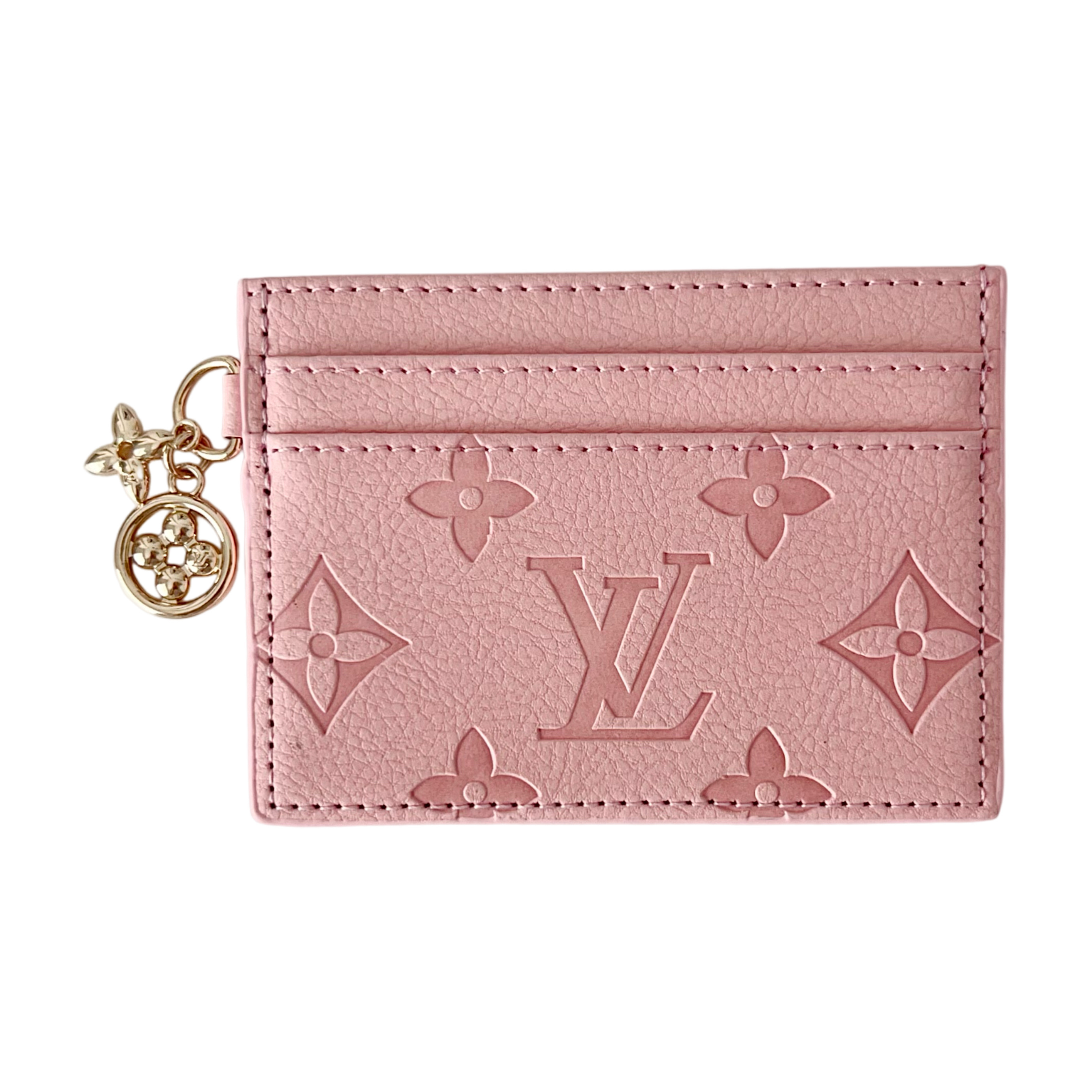 Louis Vuitton Classic Luxury Leather Wallet Card Holder Metal floral decoration