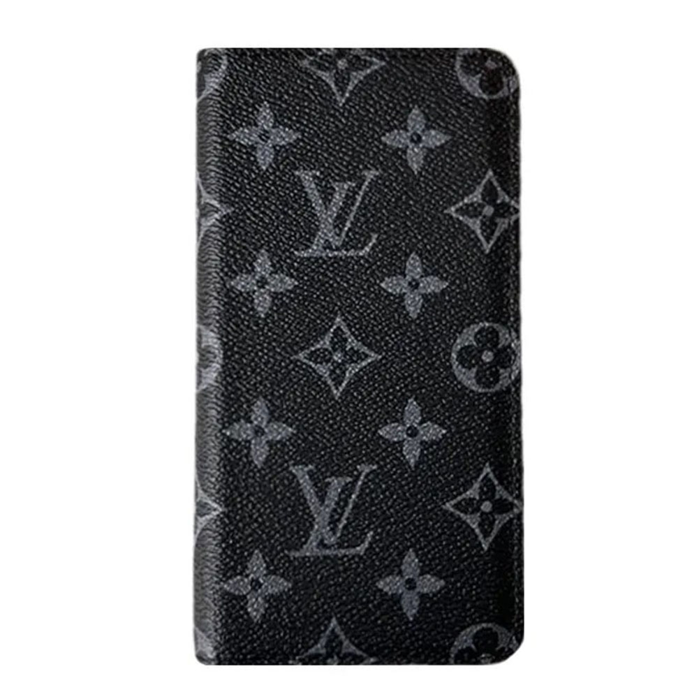Monogram Leather iPhone Wallet Case Magnetic Flip Cover