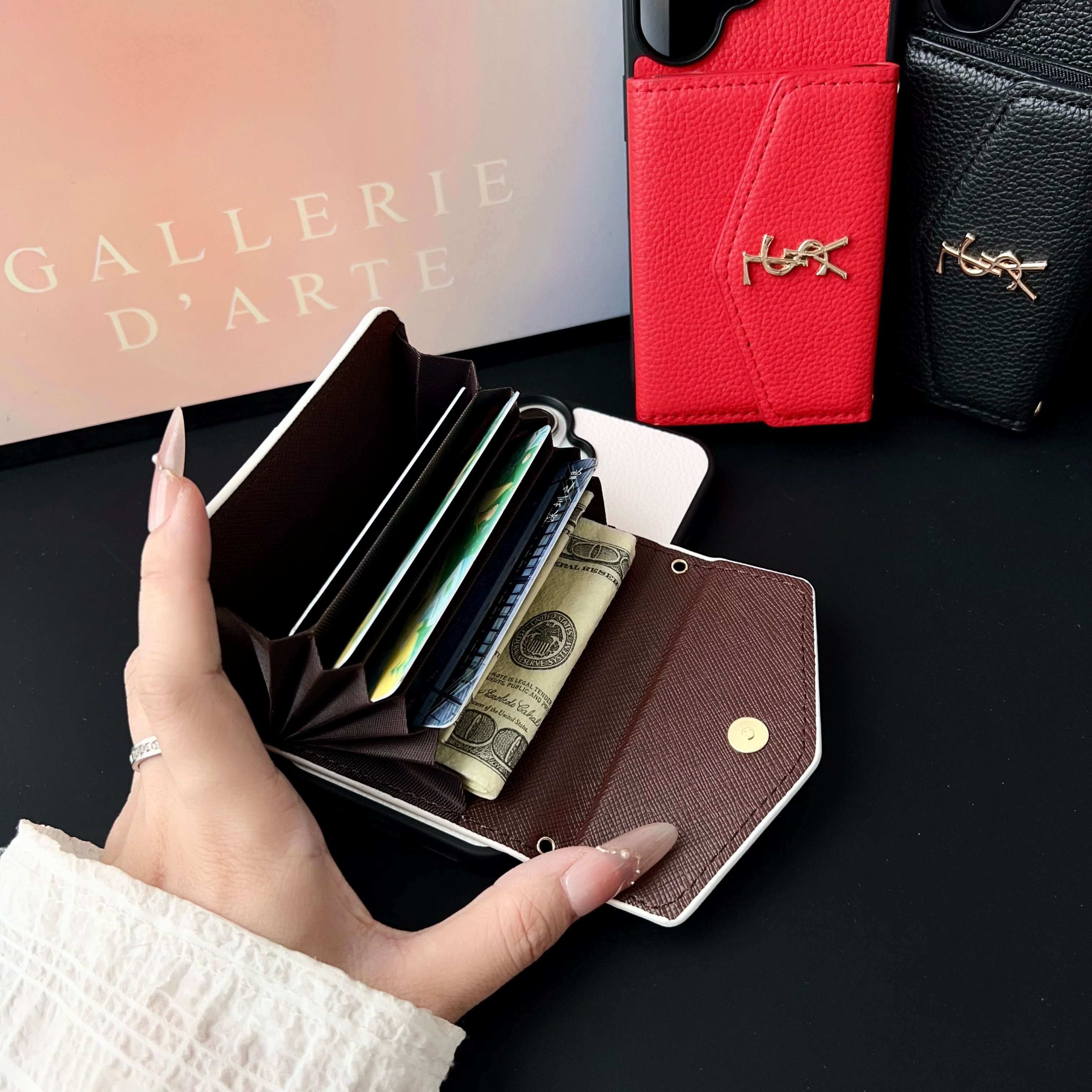 YSL Leather iPhone Wallet Case