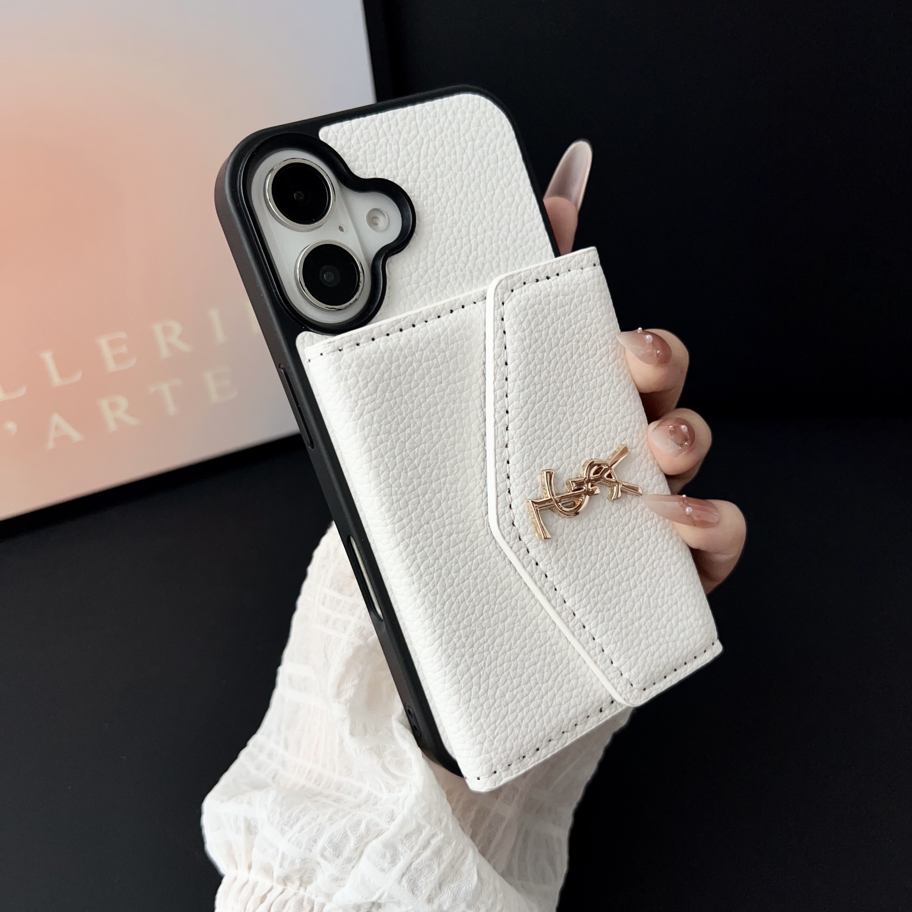 YSL Leather iPhone Wallet Case