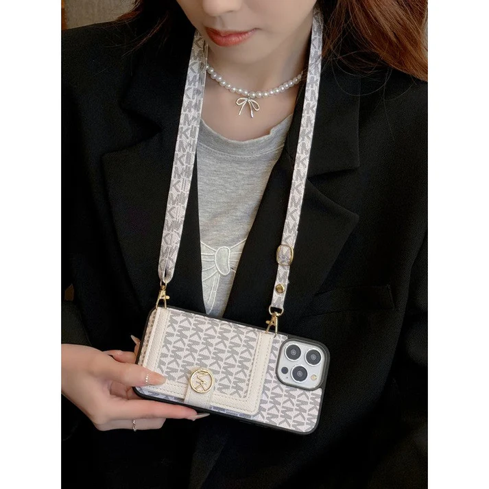 Michael Kors Vintage leather iPhone Case With Wallet And Crossbody Strap