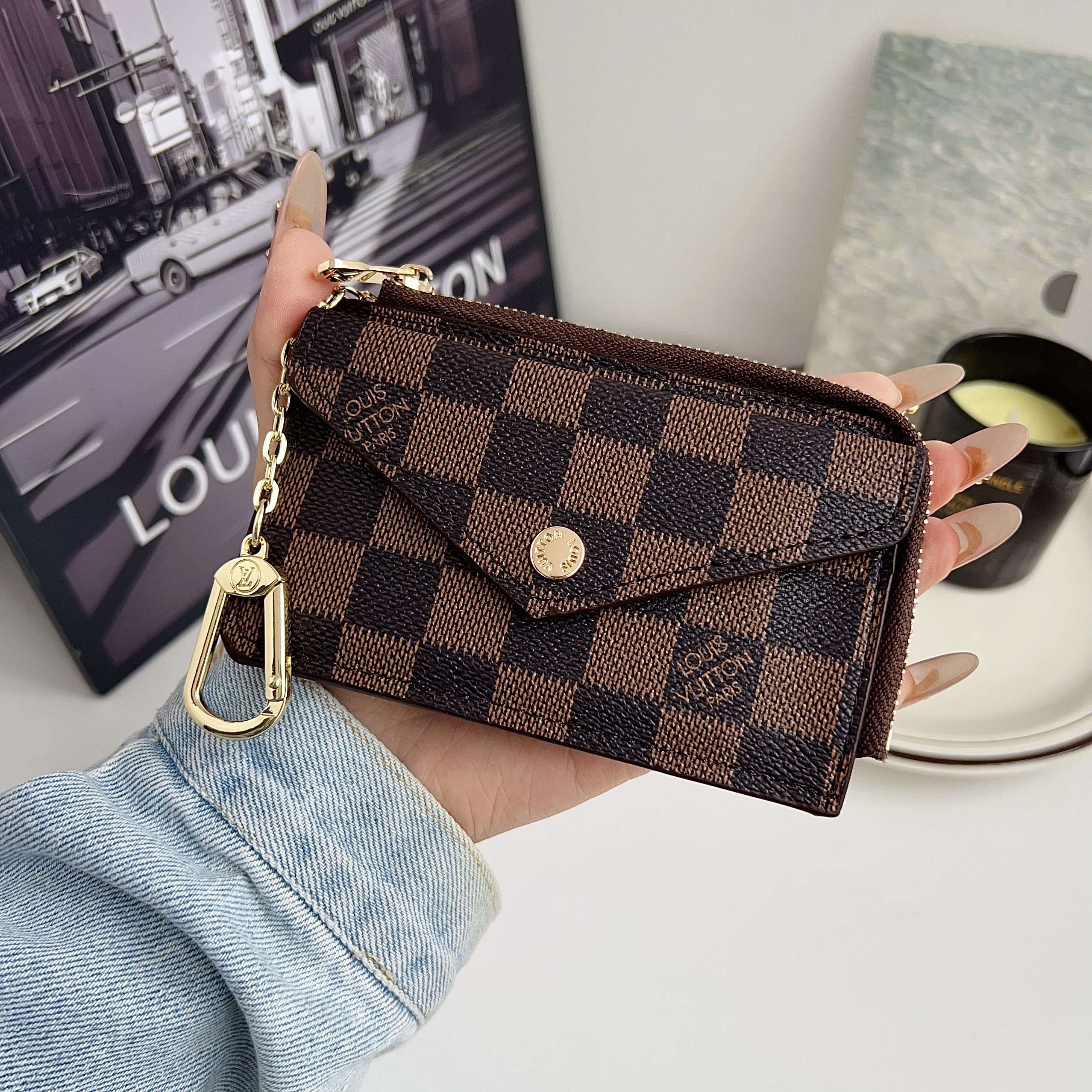 Louis Vuitton,Gucci Luxury Leather Zipper Wallet Card Holder & Coin Purse