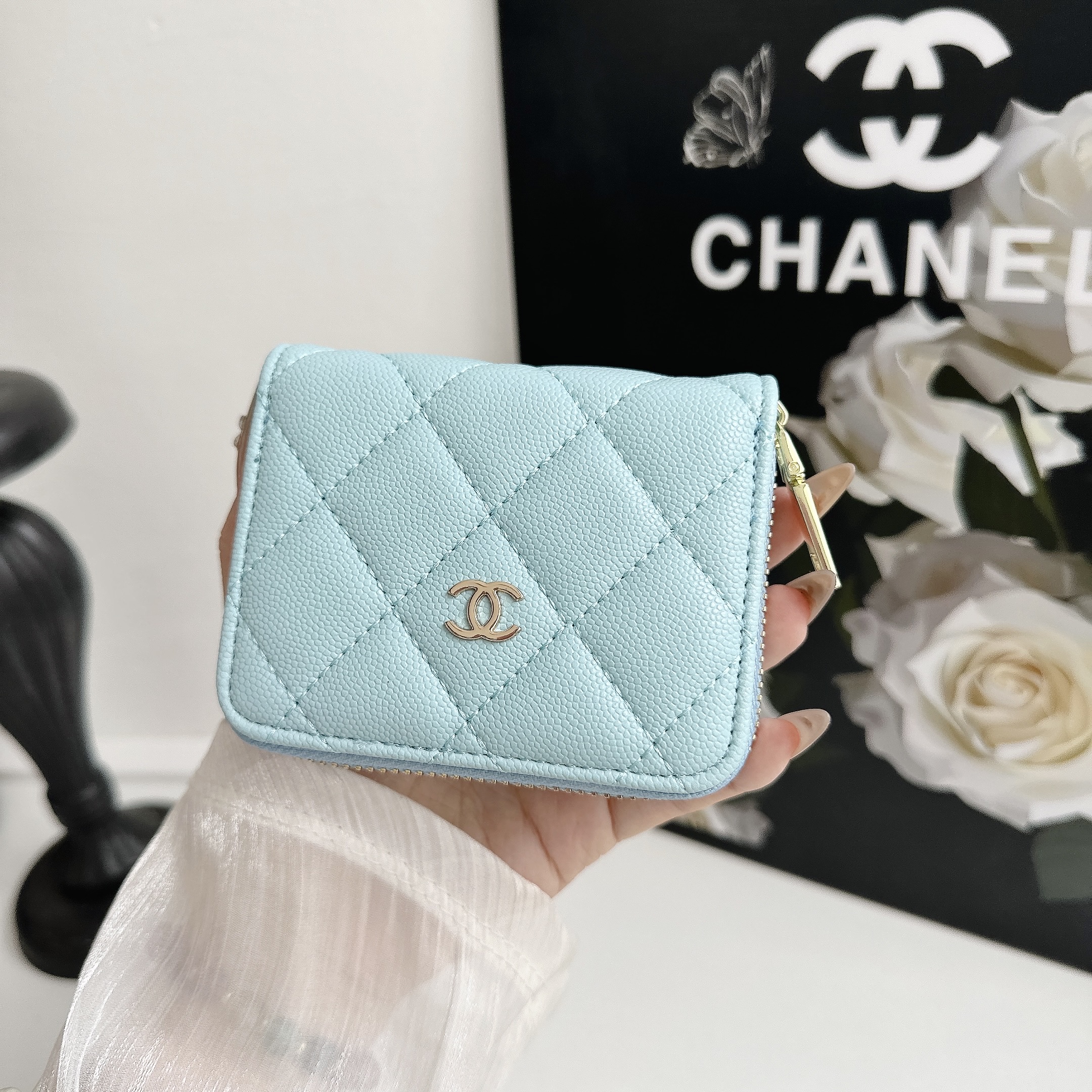 Luxury Leather Zipper Wallet Card Holder & Coin Purse