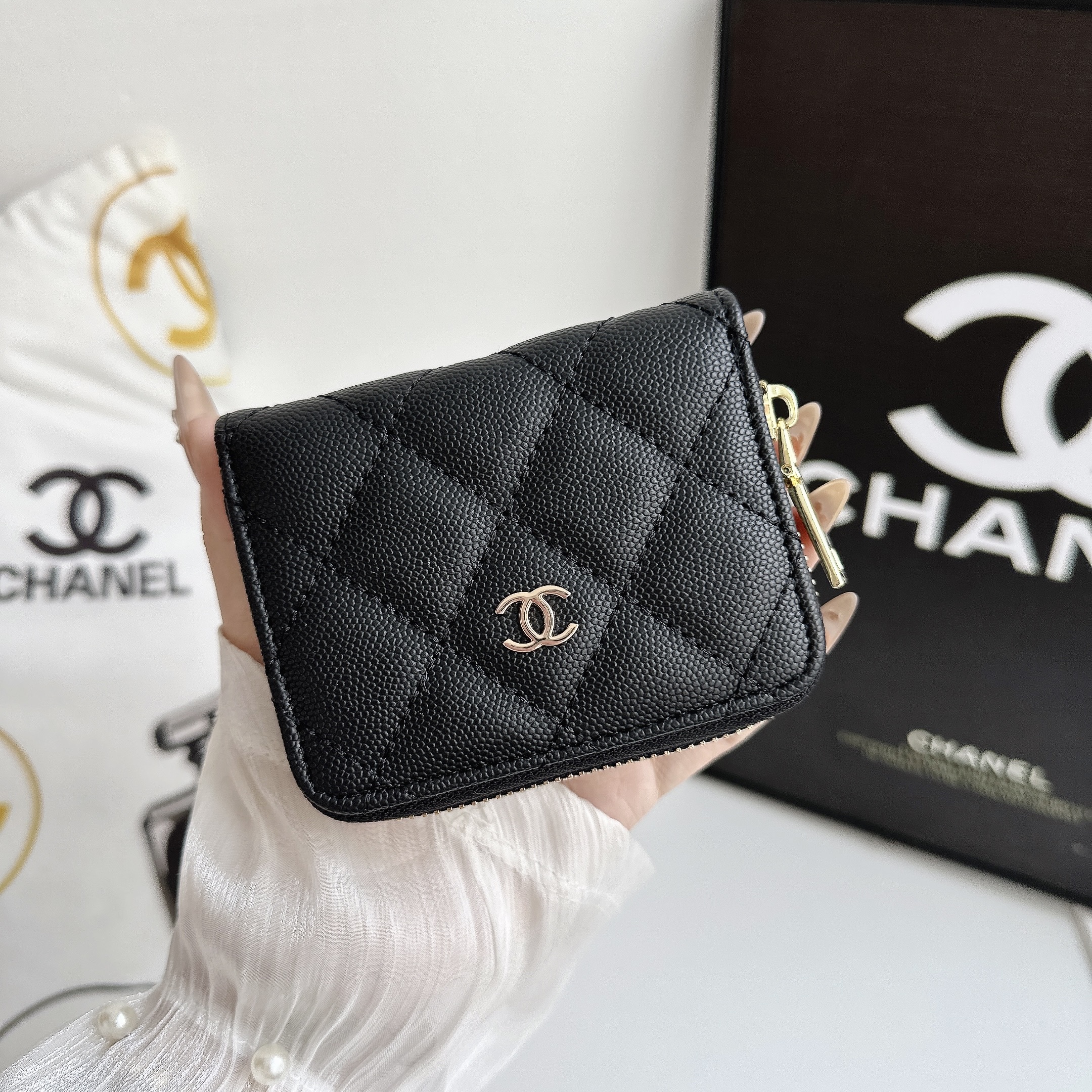 Luxury Leather Zipper Wallet Card Holder & Coin Purse