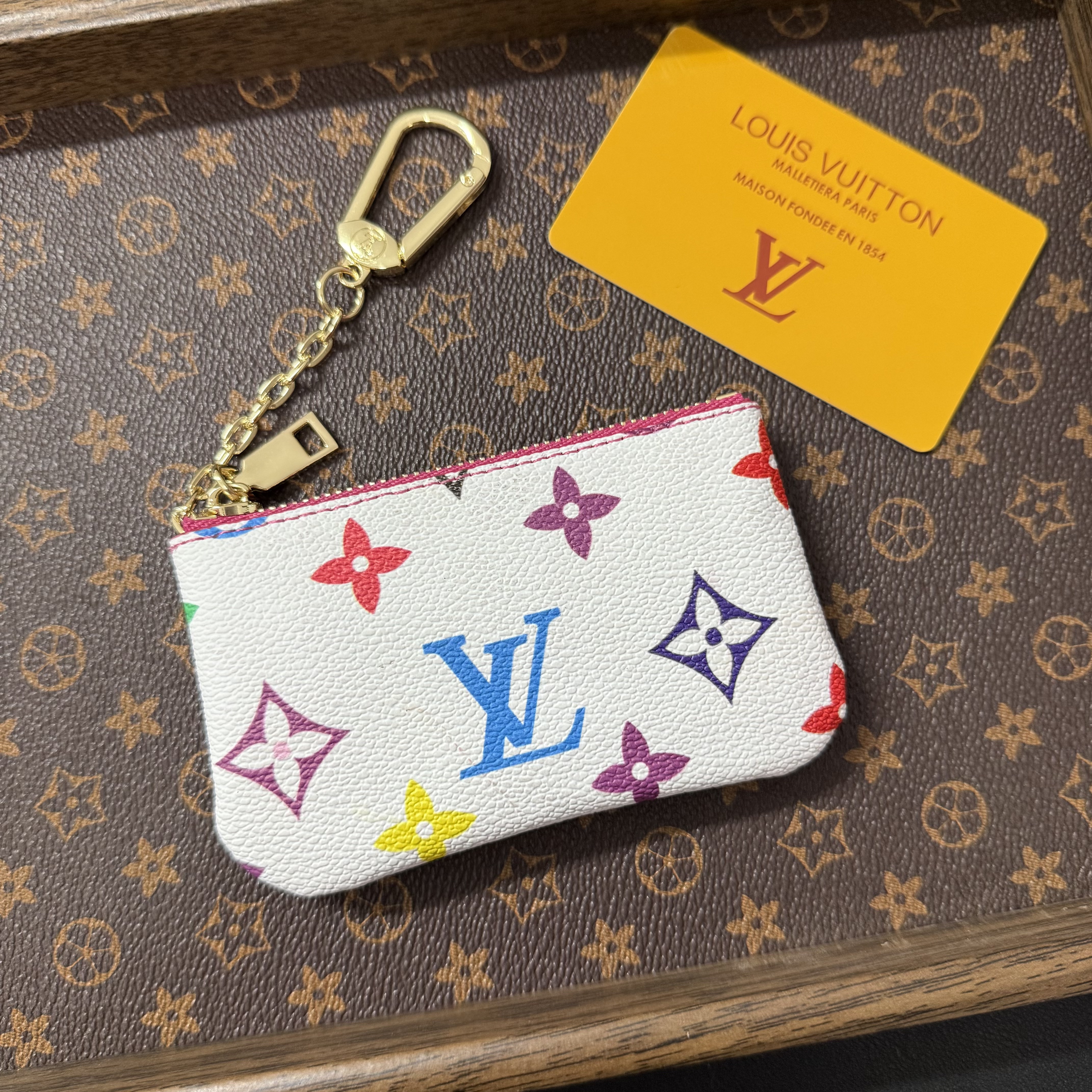 Luxury Leather Coin Purse with Keychain & Hook