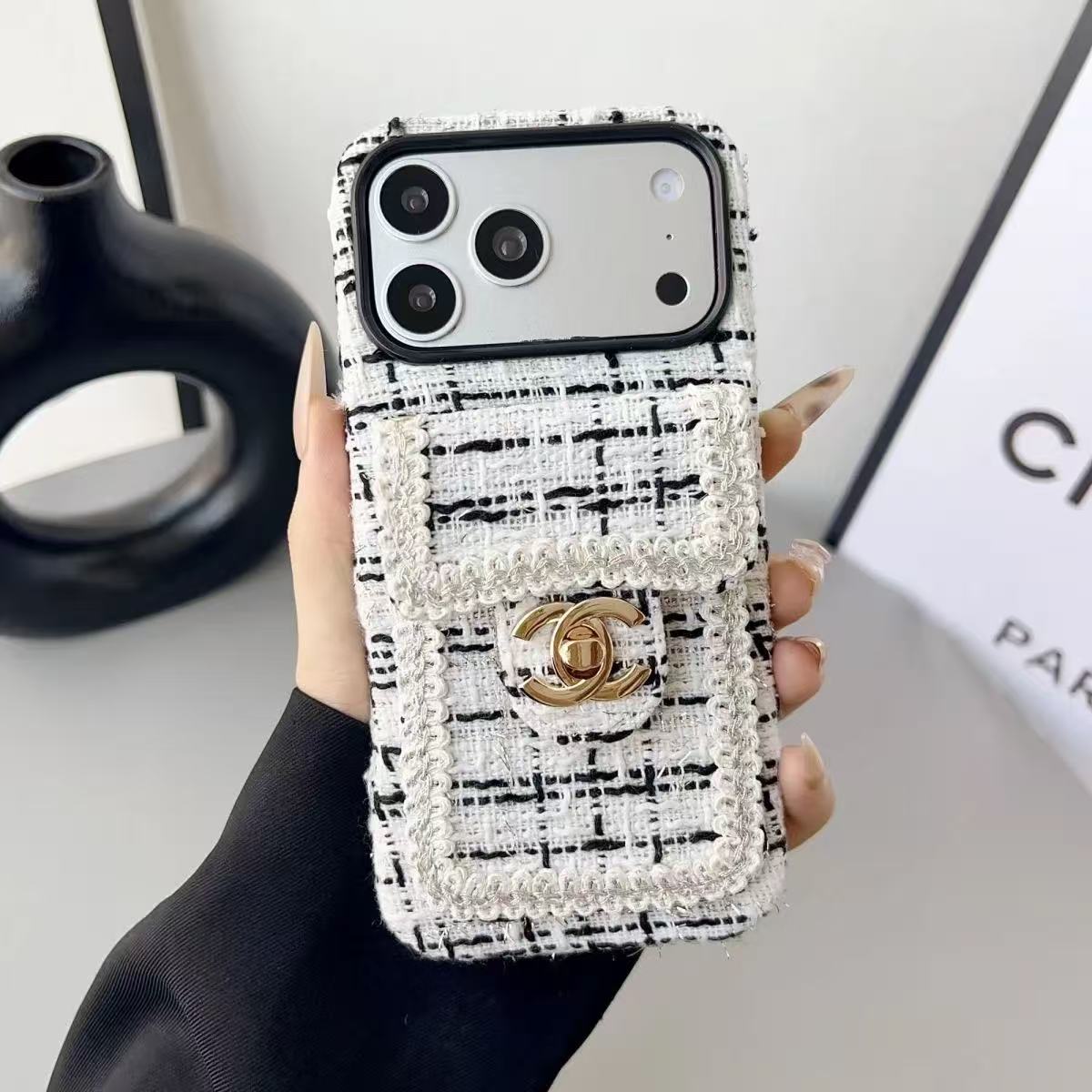 Chanel Embroidered Luxury Soft iPhone Wallet Case