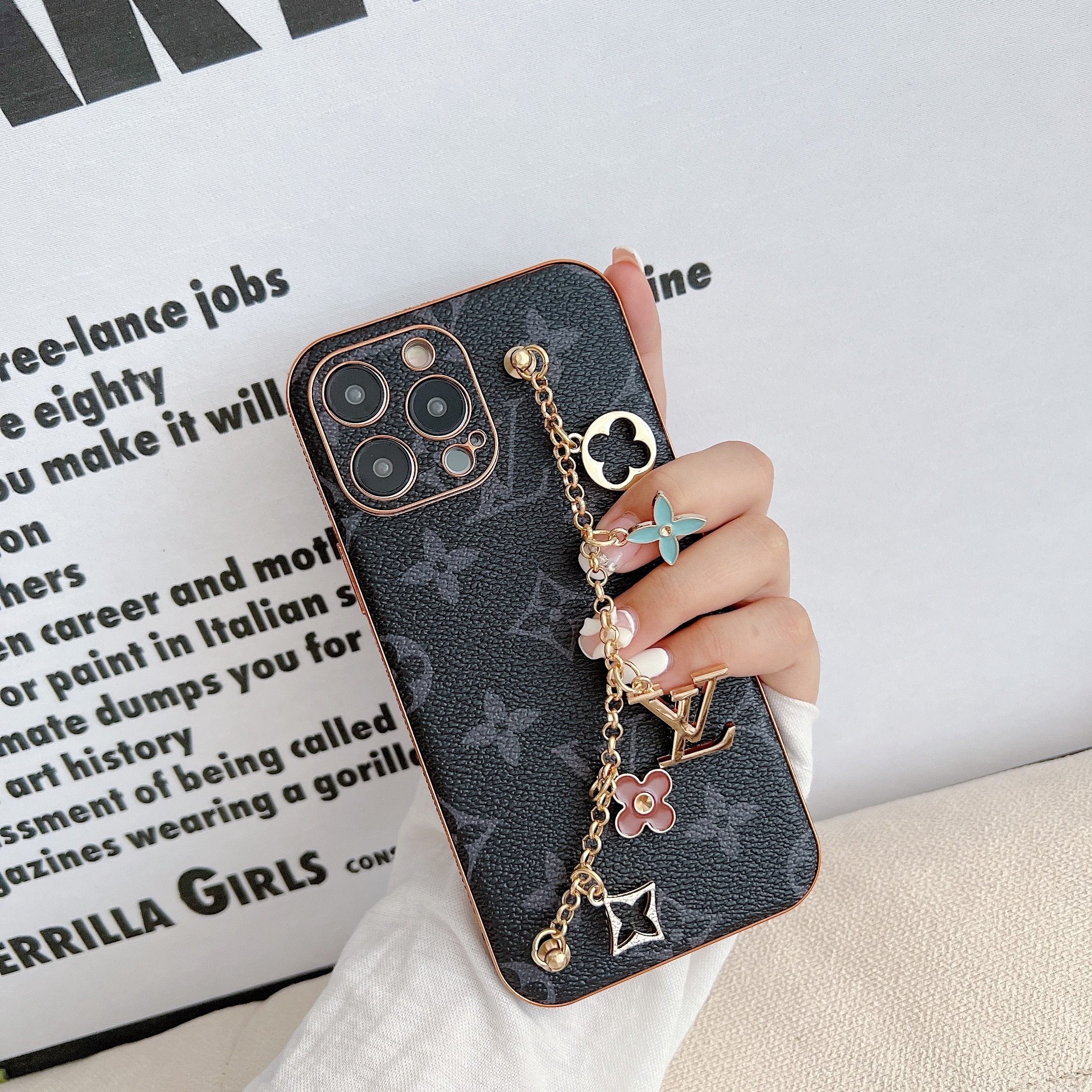 Louis VuittonVintage Leather iPhone Wallet Case With Chain