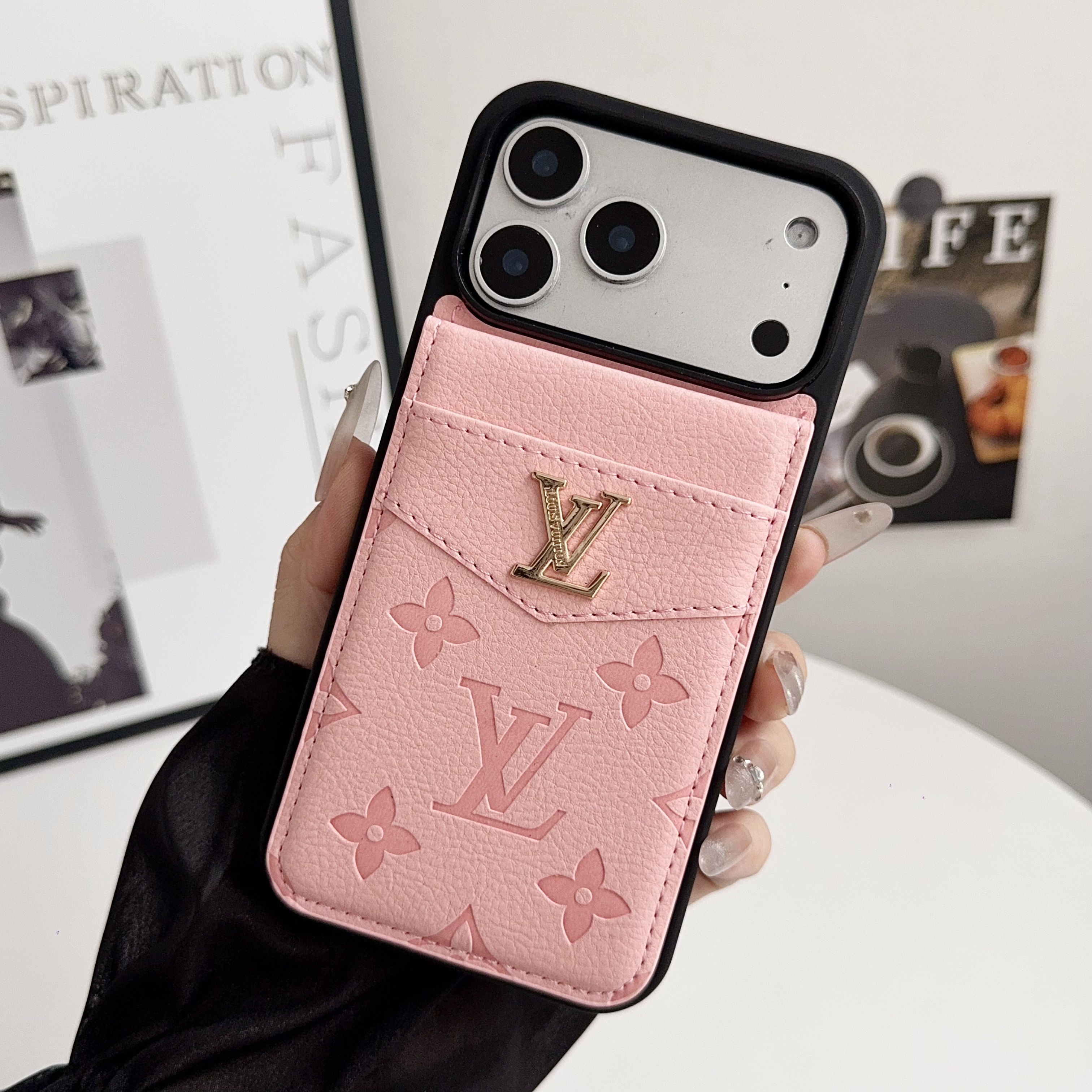 Louis Vuitton Gucci Monogram Leather iPhone Wallet Case Magnetic Flip Case with Stand Support