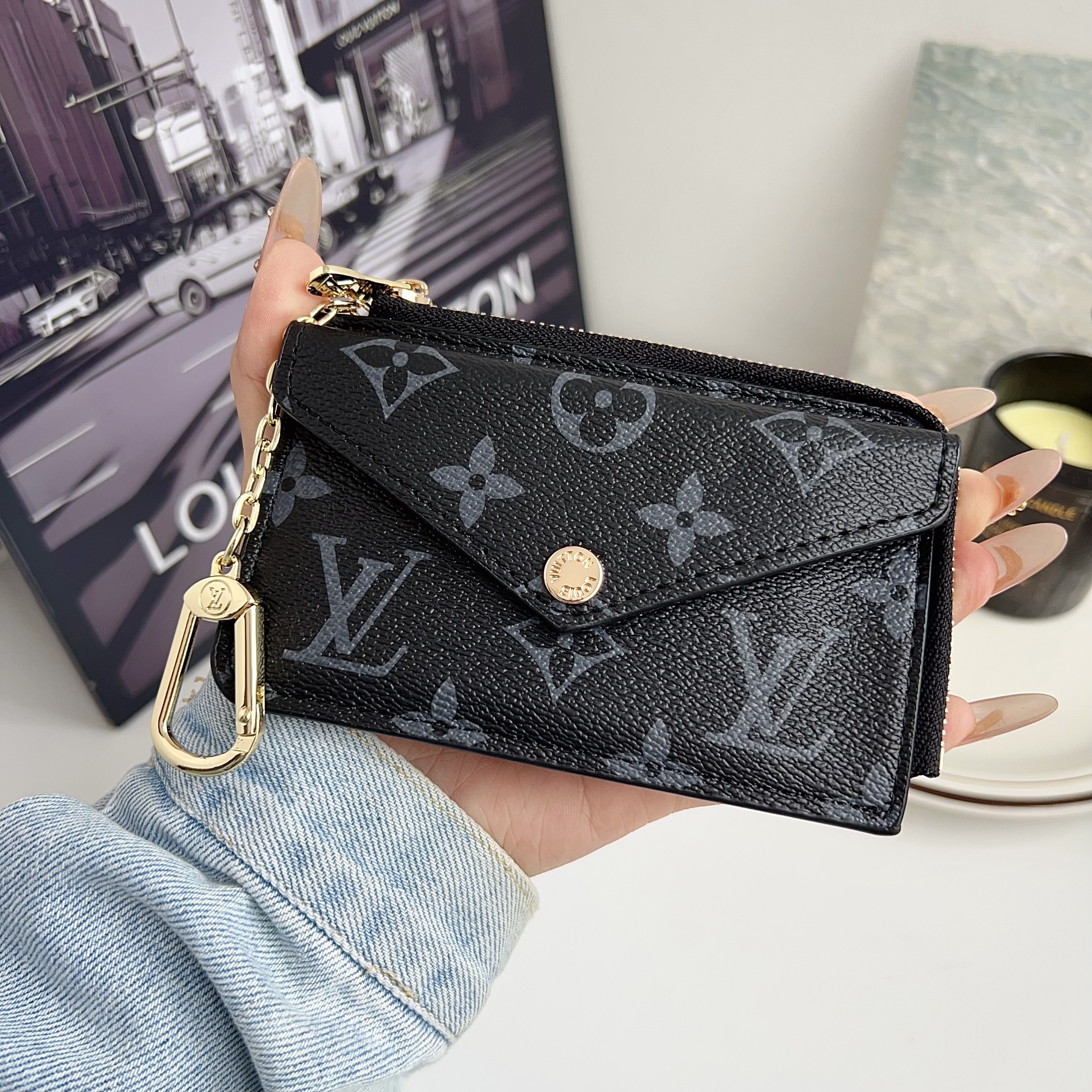 Louis Vuitton,Gucci Luxury Leather Zipper Wallet Card Holder & Coin Purse