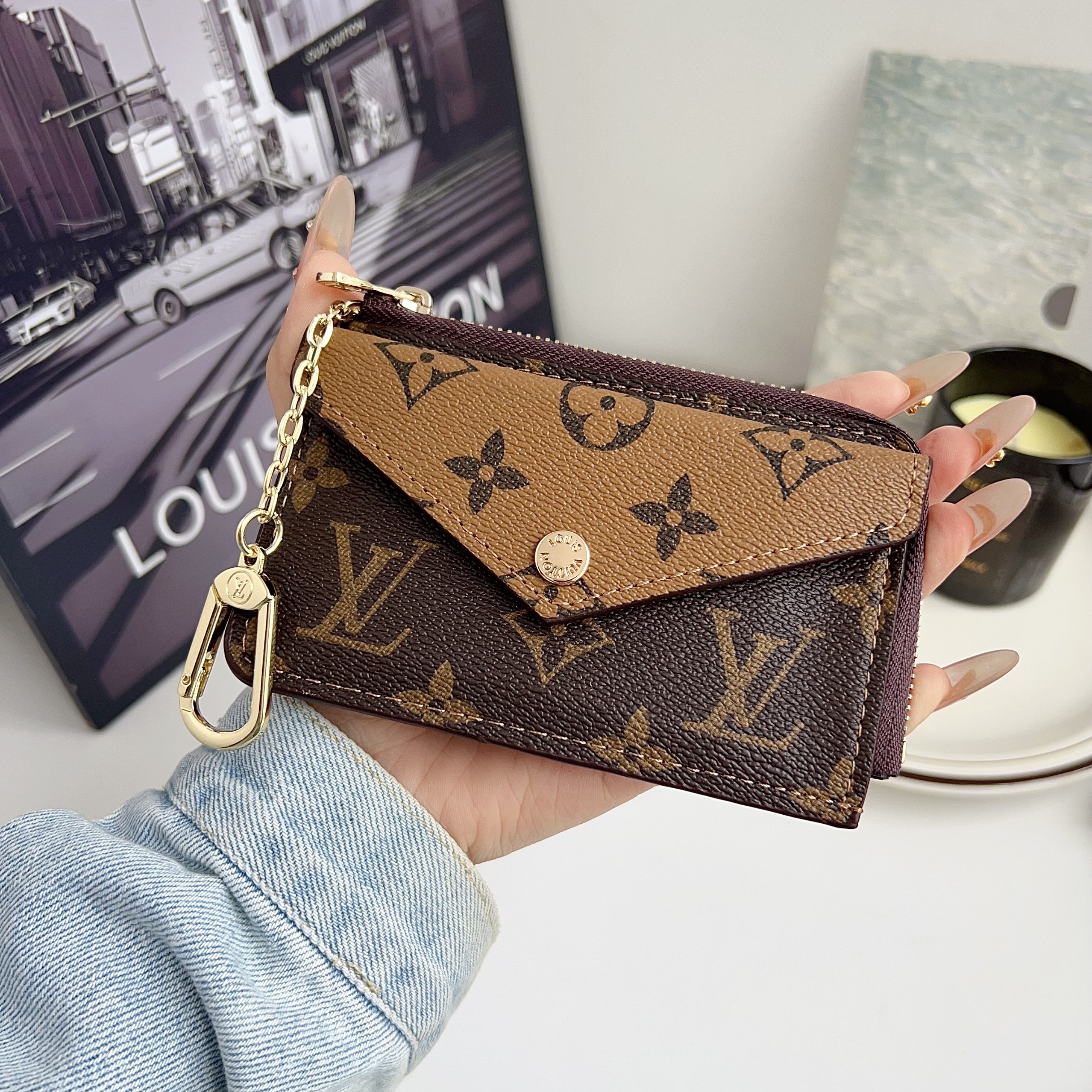 Louis Vuitton,Gucci Luxury Leather Zipper Wallet Card Holder & Coin Purse