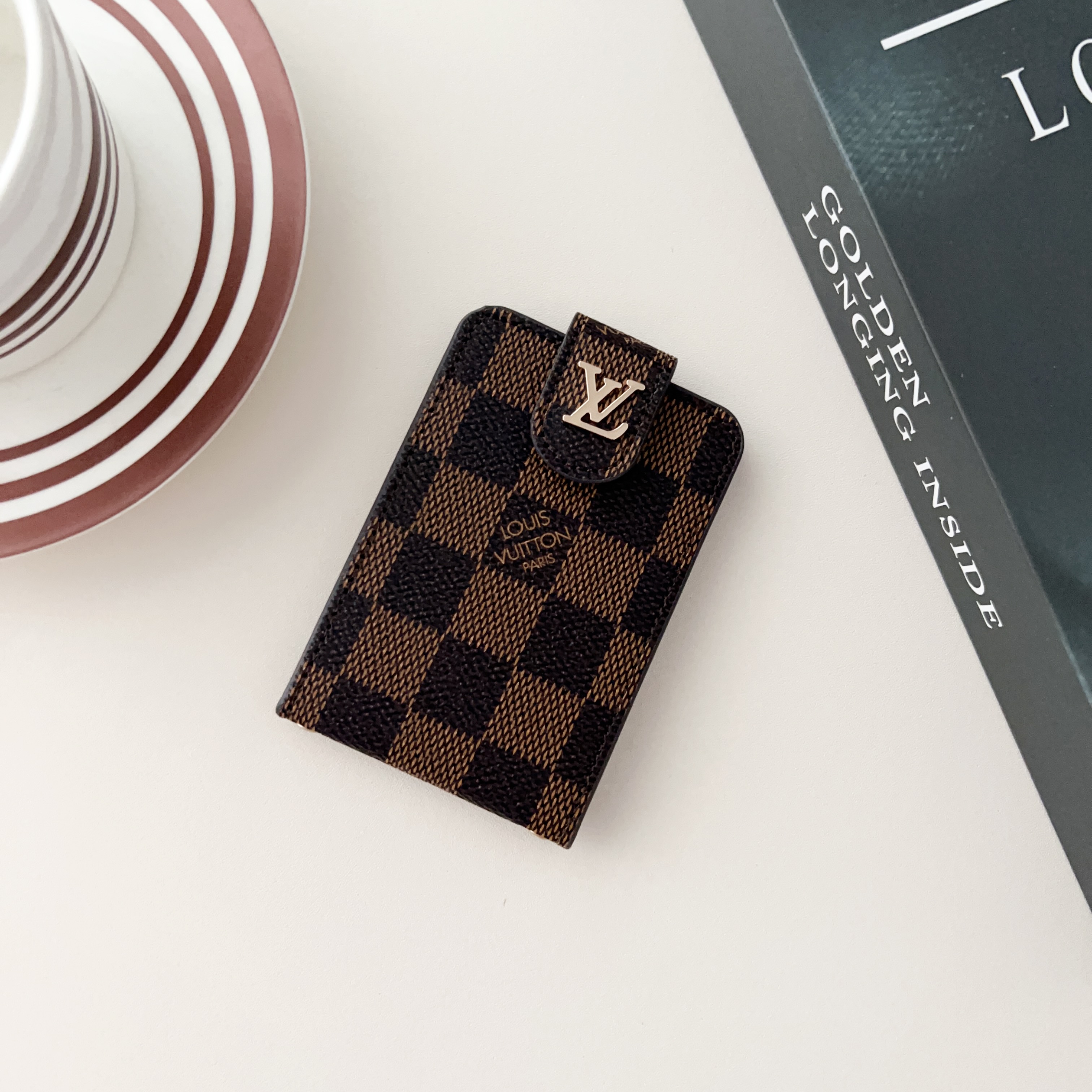 Luxury Leather Wallet Card Holder With Snap Closure- Up and down flip cover