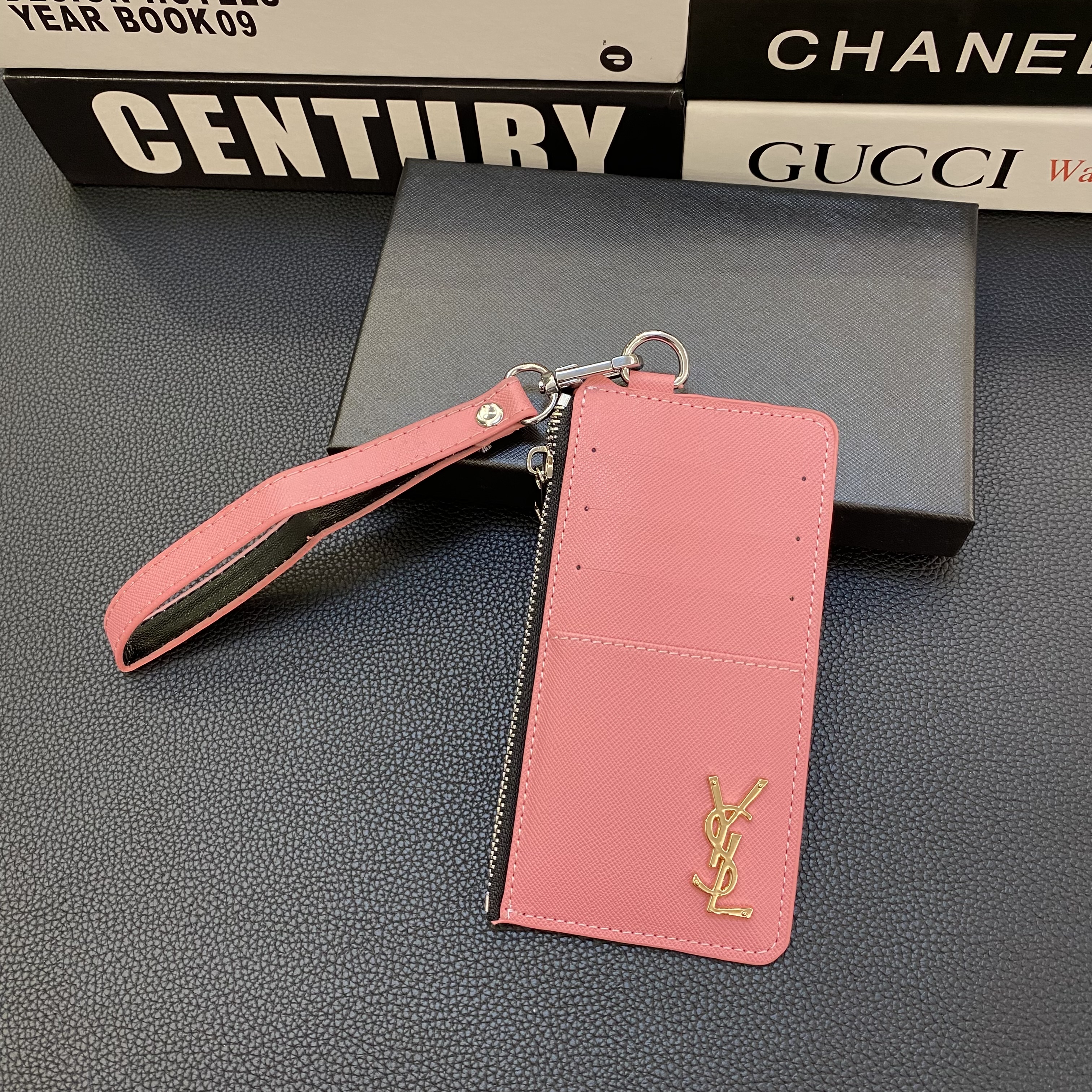 Luxury Leather Zipper Wallet Card Holder & Coin Purse With Bracelet