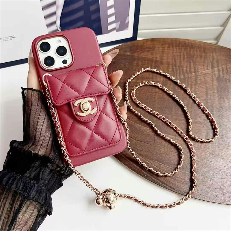 Chanel Leather iPhone Wallet Case With Crossbody Strap
