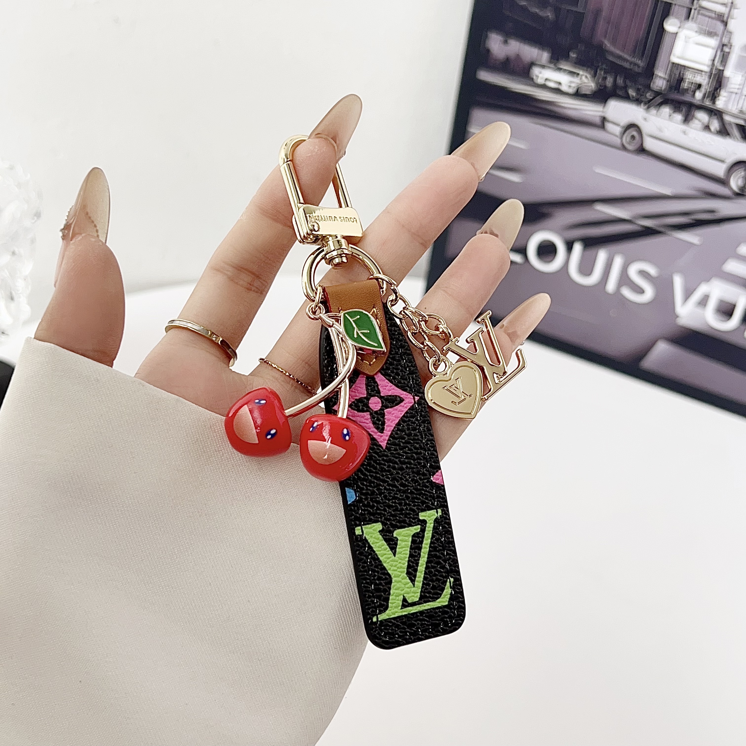 Louis Vuitton Luxury Cherry Pendant Keychain
