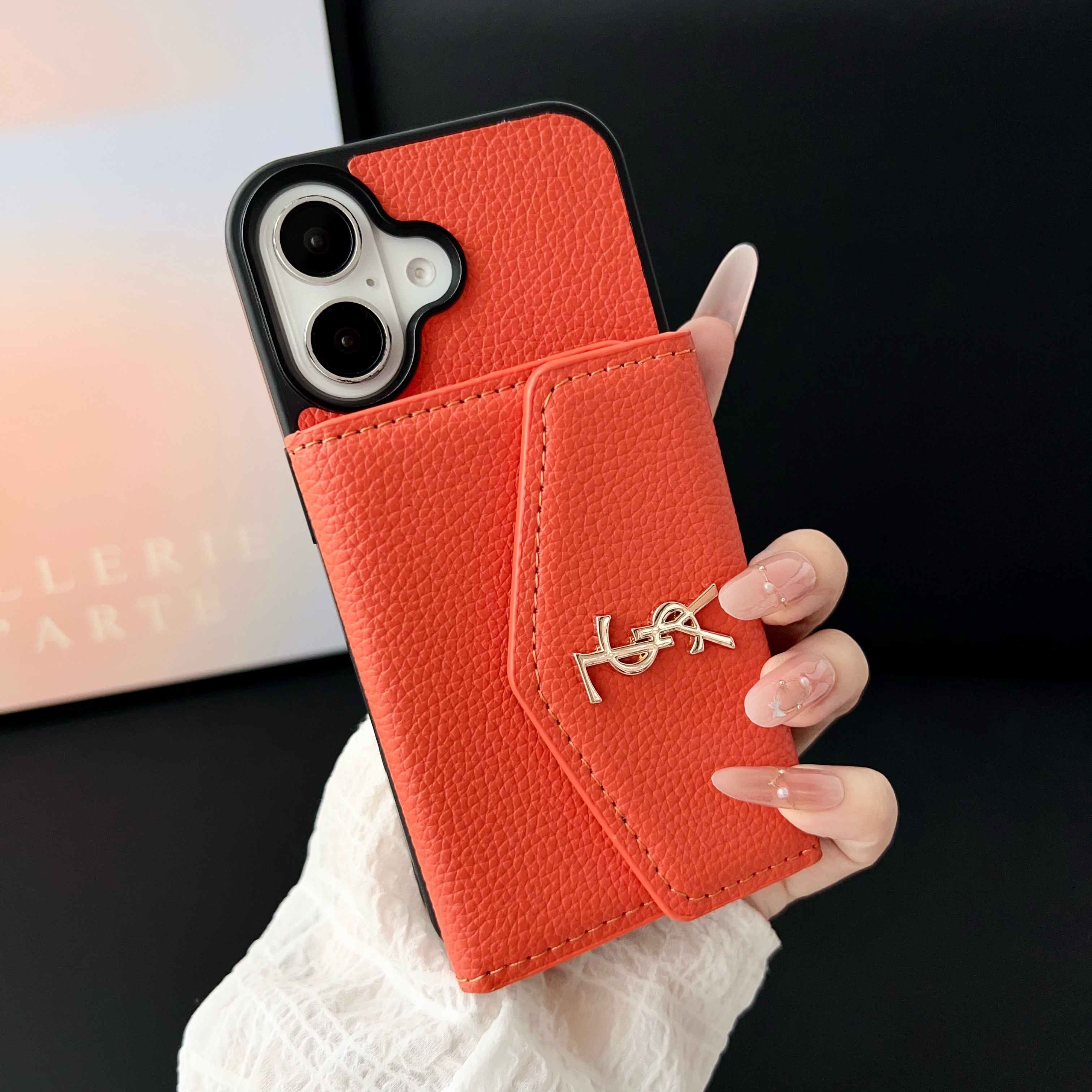 YSL Leather iPhone Wallet Case