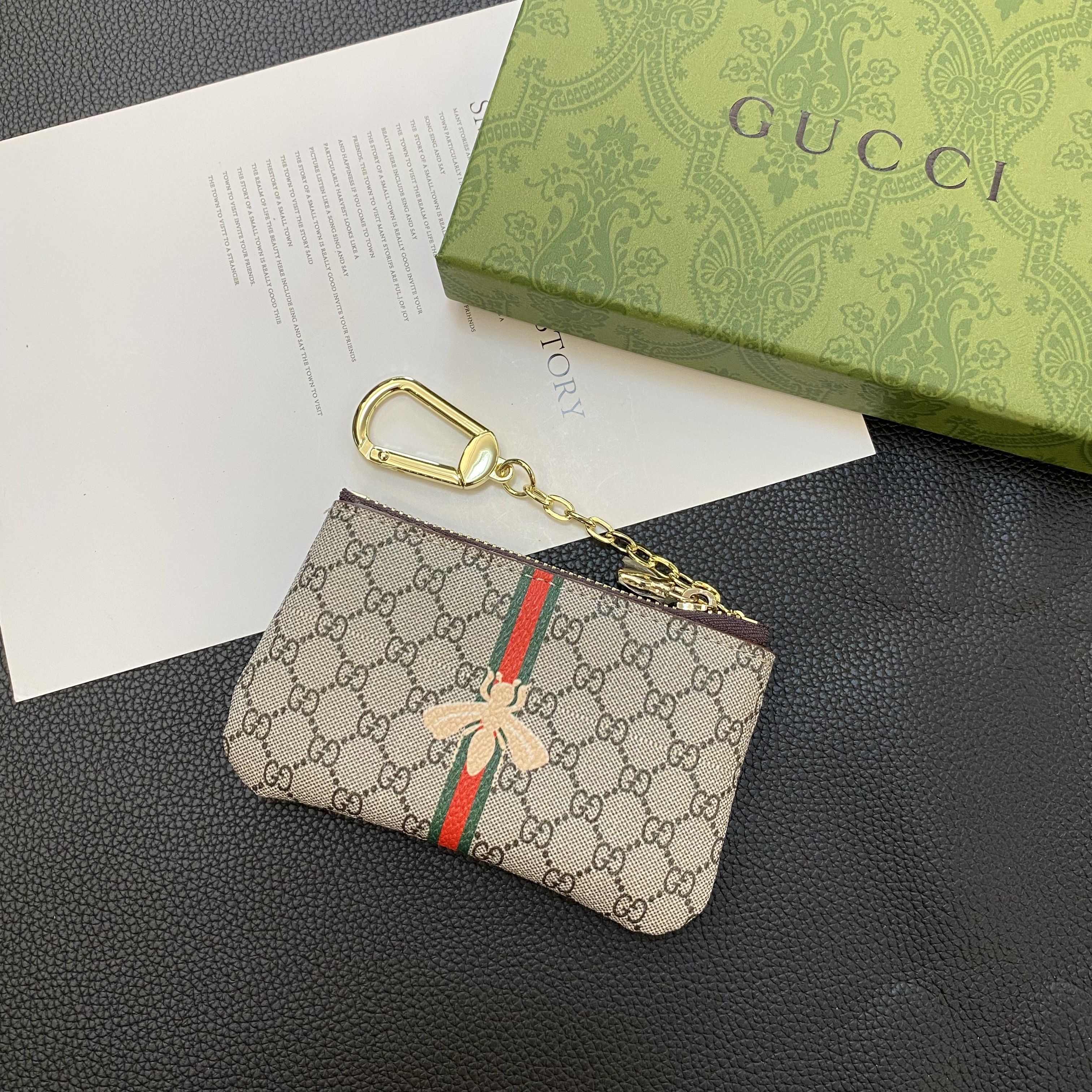 Luxury Leather Coin Purse with Zipper & Keychain