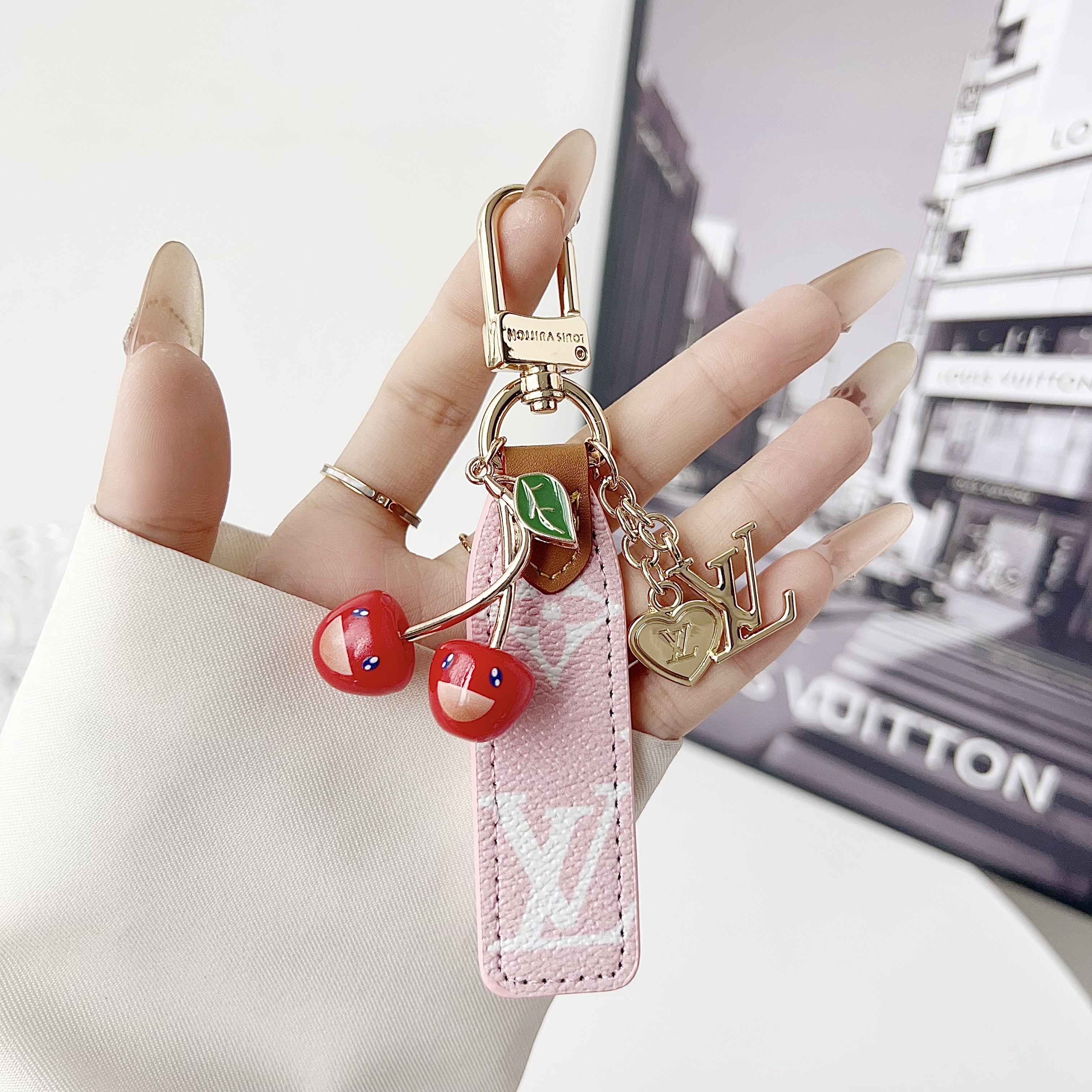 Louis Vuitton Luxury Cherry Pendant Keychain