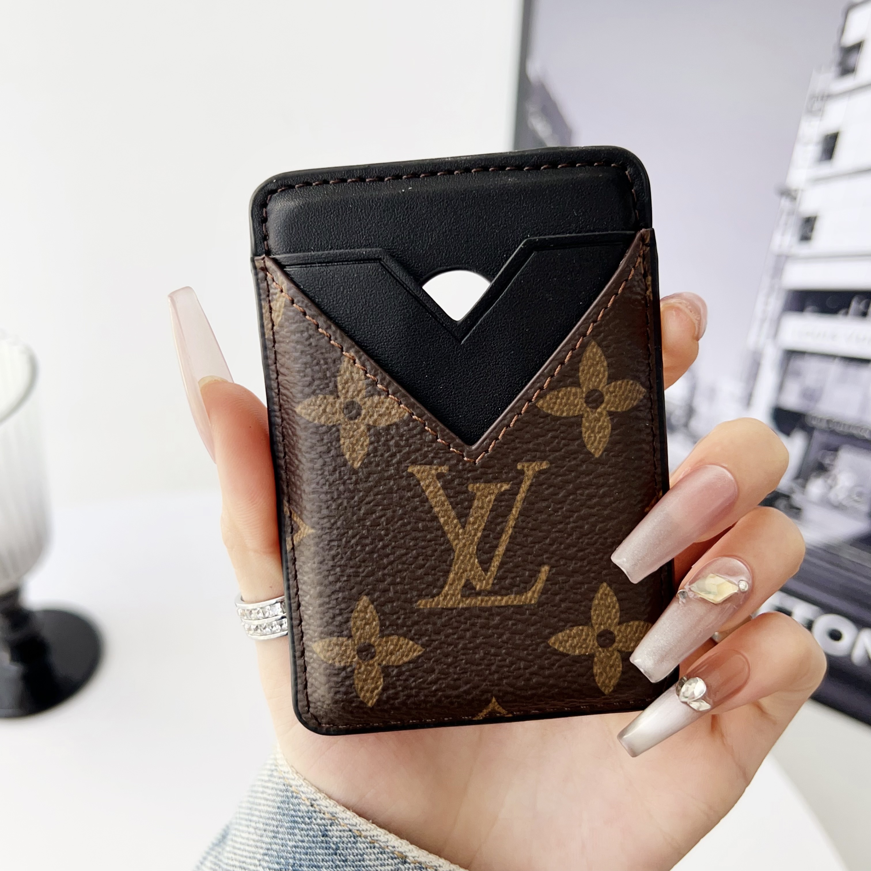 Magnetic Leather Wallet Card Holder For iPhone
