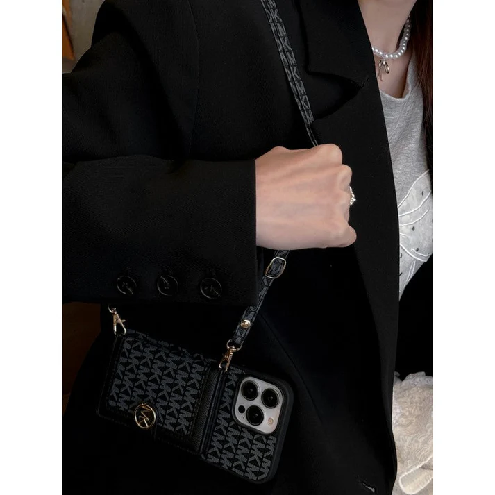 Michael Kors Vintage leather iPhone Case With Wallet And Crossbody Strap