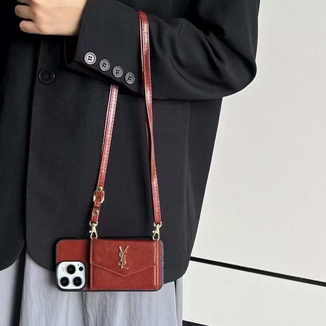 Leather iPhone Wallet Case With Crossbody Strap