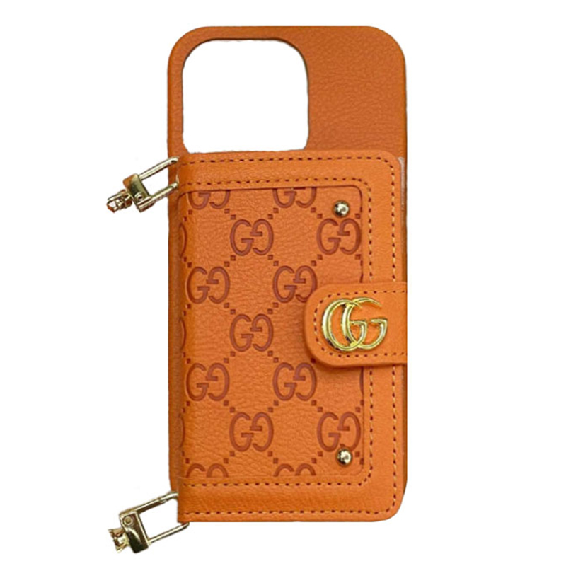 Classic Leather iPhone Wallet Case With Crossbody Strap 