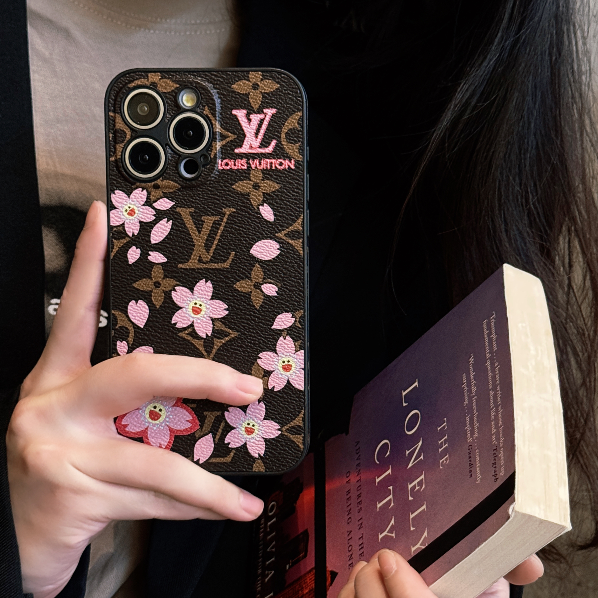 Louis Vuitton Cherry blossoms Leather iPhone Case