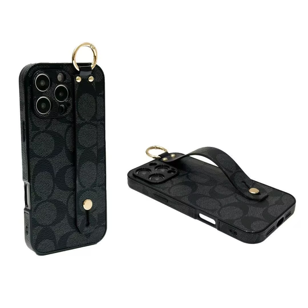 Coach Leather iPhone Case With wrist strap support