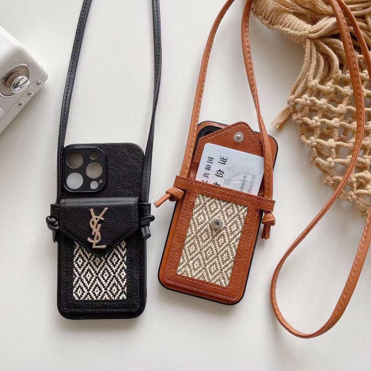 Leather iPhone Wallet Case With Crossbody Strap